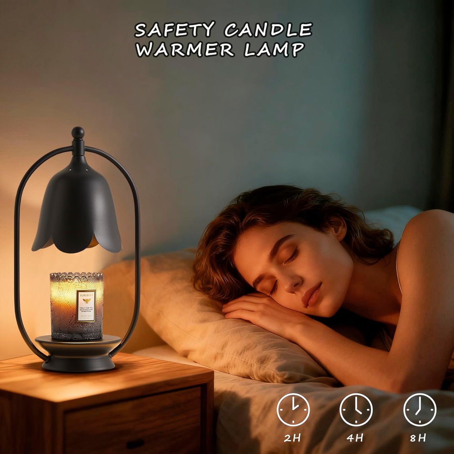 Black Flower Candle Warmer Lamp, Christmas Gift New Year Present Wedding Lamp - Timer Dimmable, Bedroom House Aesthetic Living Girls Women Mom Room New Home Decor