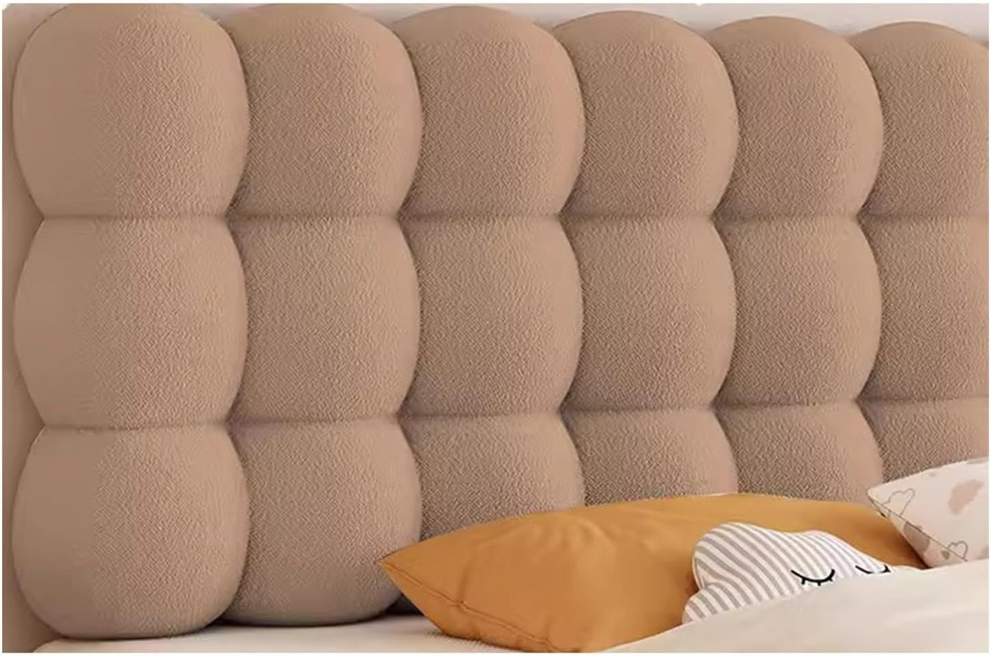 Upholstered Wall Panels, Backrest Positioning Support Bolster Cushion, Soundproof Peel Stick Headboards, Bed Rest Reading Pillow Bolster for Watching TV Gaming (A Brown)