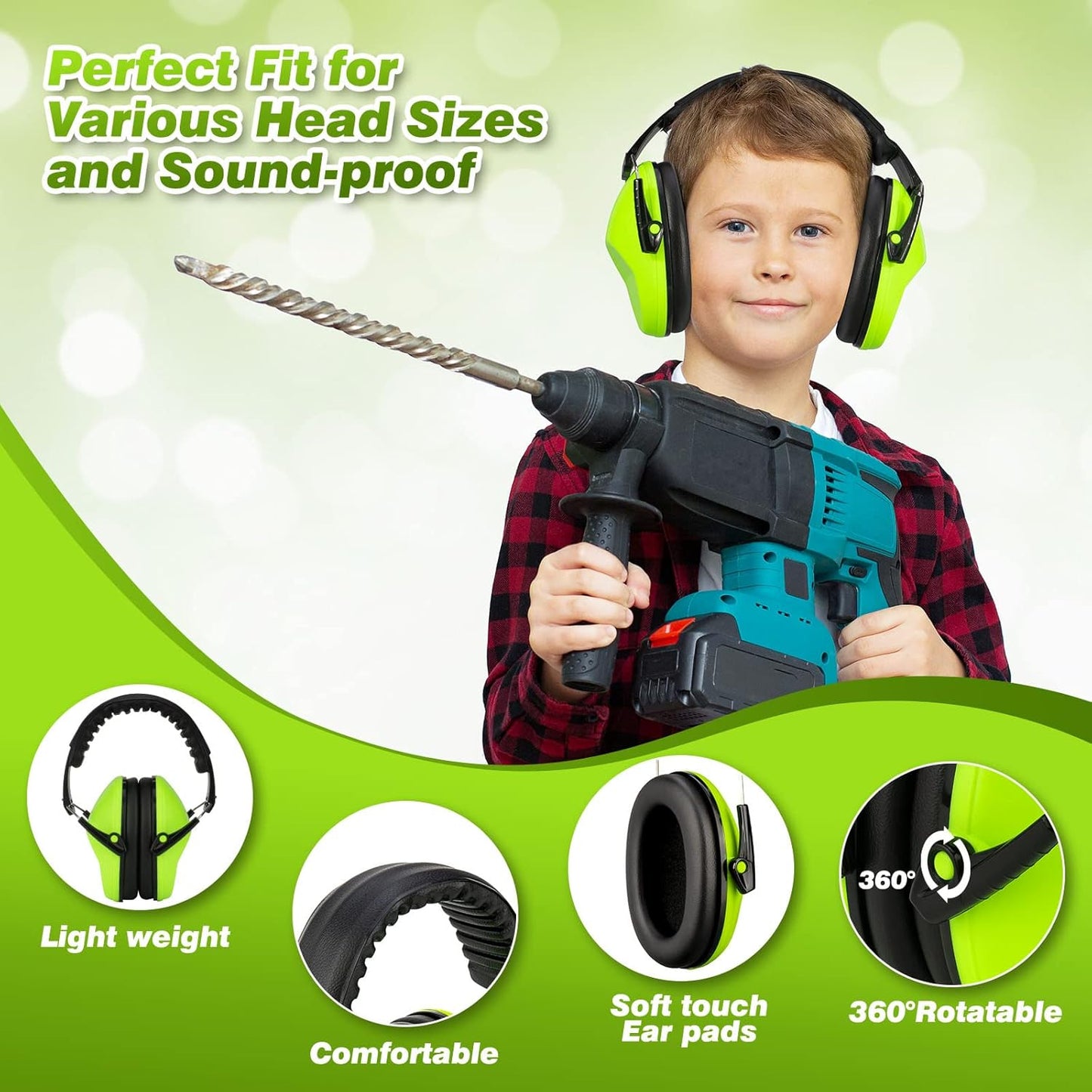 BlueFire Kids Noise Cancelling Ear Muffs, 2 Pack Sound Blocking Over Ear Headphones, Foldable Hearing Protection Ear Muffs