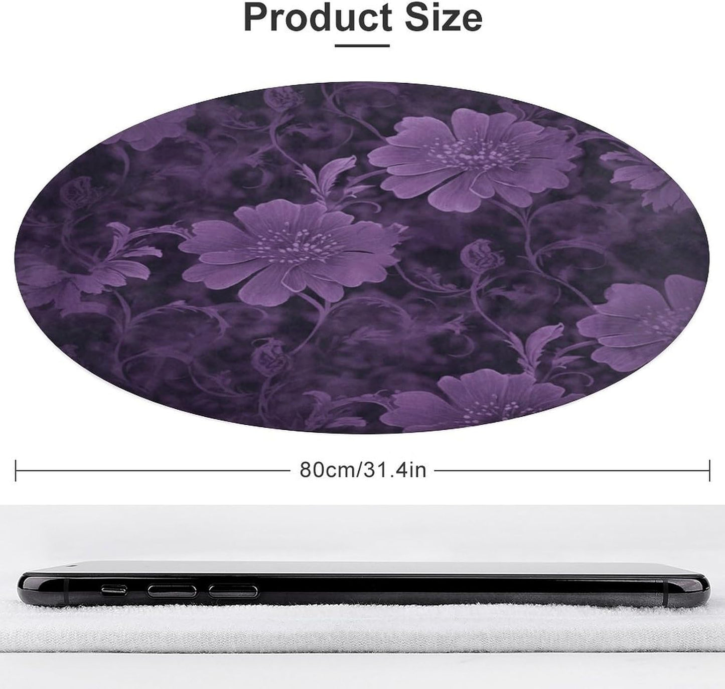 Purple Circle Rug Retro Luxury Coral Velvet Floor Mat Non Slip Soft Indoor Floor Carpet Comfy Thickened Area Rugs Modern Aesthetic Minimalist Carpets for Home Decor