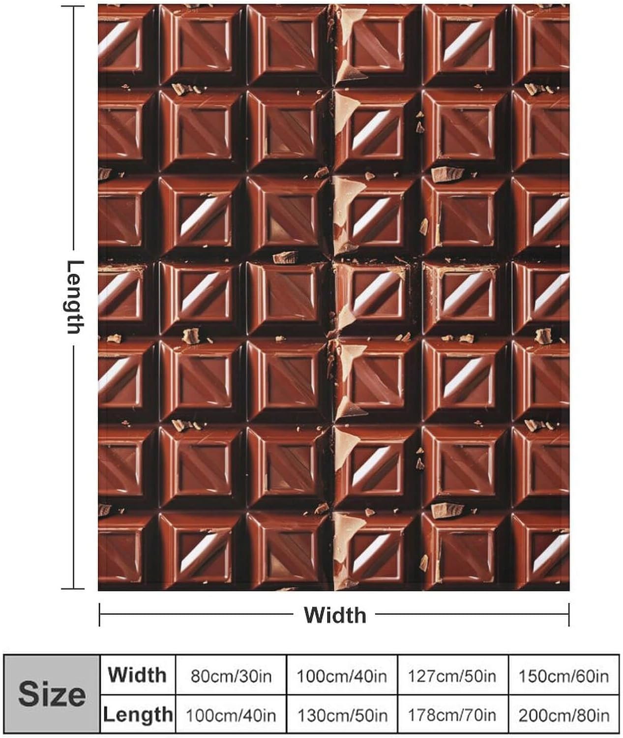 Chocolate Throw Blanket - Soft Flannel Chocolate Blankets for Teens Adults Women Men Chocolate Lovers - Warm Food Throw Blankets for All Season Lap, Chair, Sofa - 70"x50"