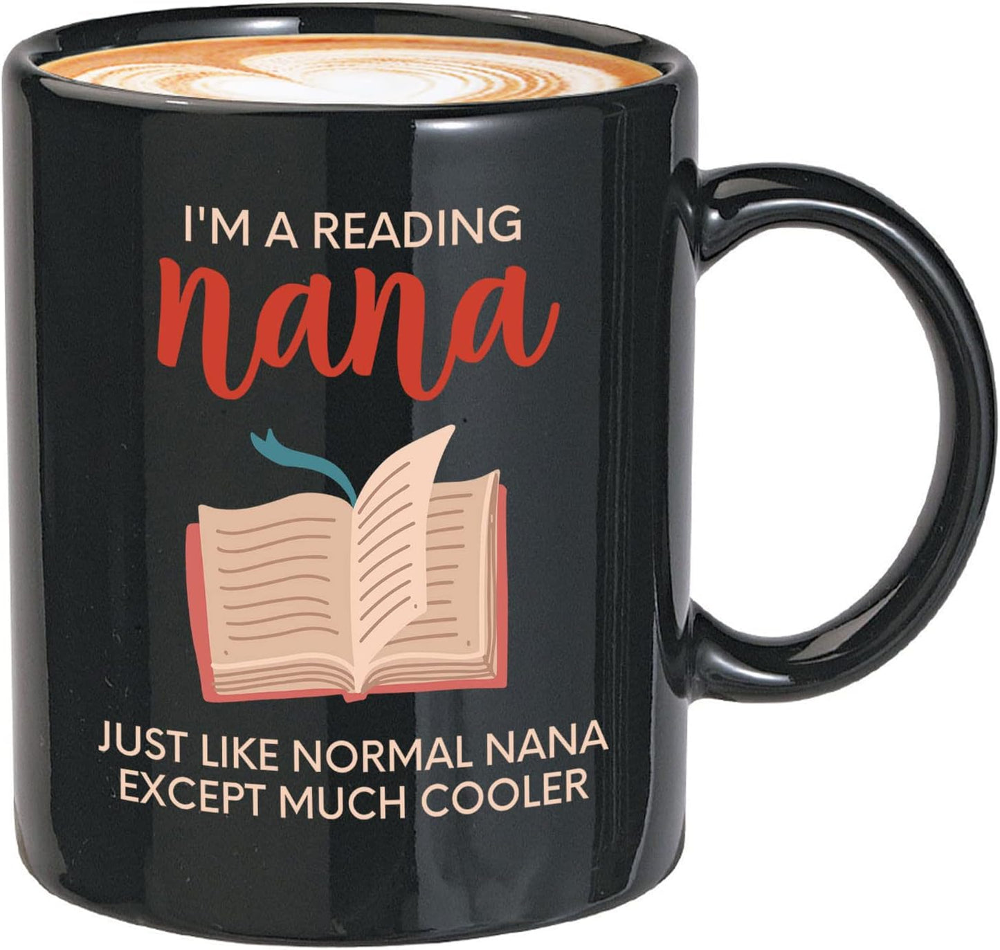 Bubble Hugs Book Lover Coffee Mug 11oz Black - Reading Nana - Reading Reader Grandma Old Lady Book Lover Bookish Novelist Librarian Writer