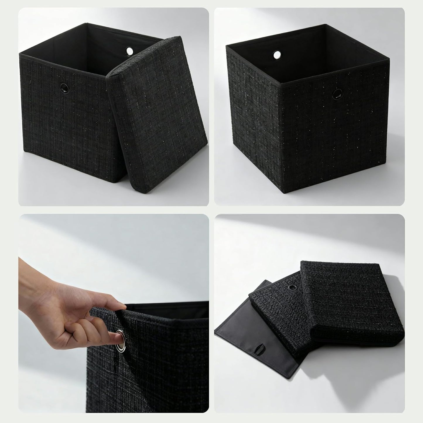 Chenille Fabric Storage Cubes with Lids, Foldable Collapsible Storage Bins Sturdy Cube Organizers for Clothes Toys Blankets Bedroom Closet Shelf Home Organization