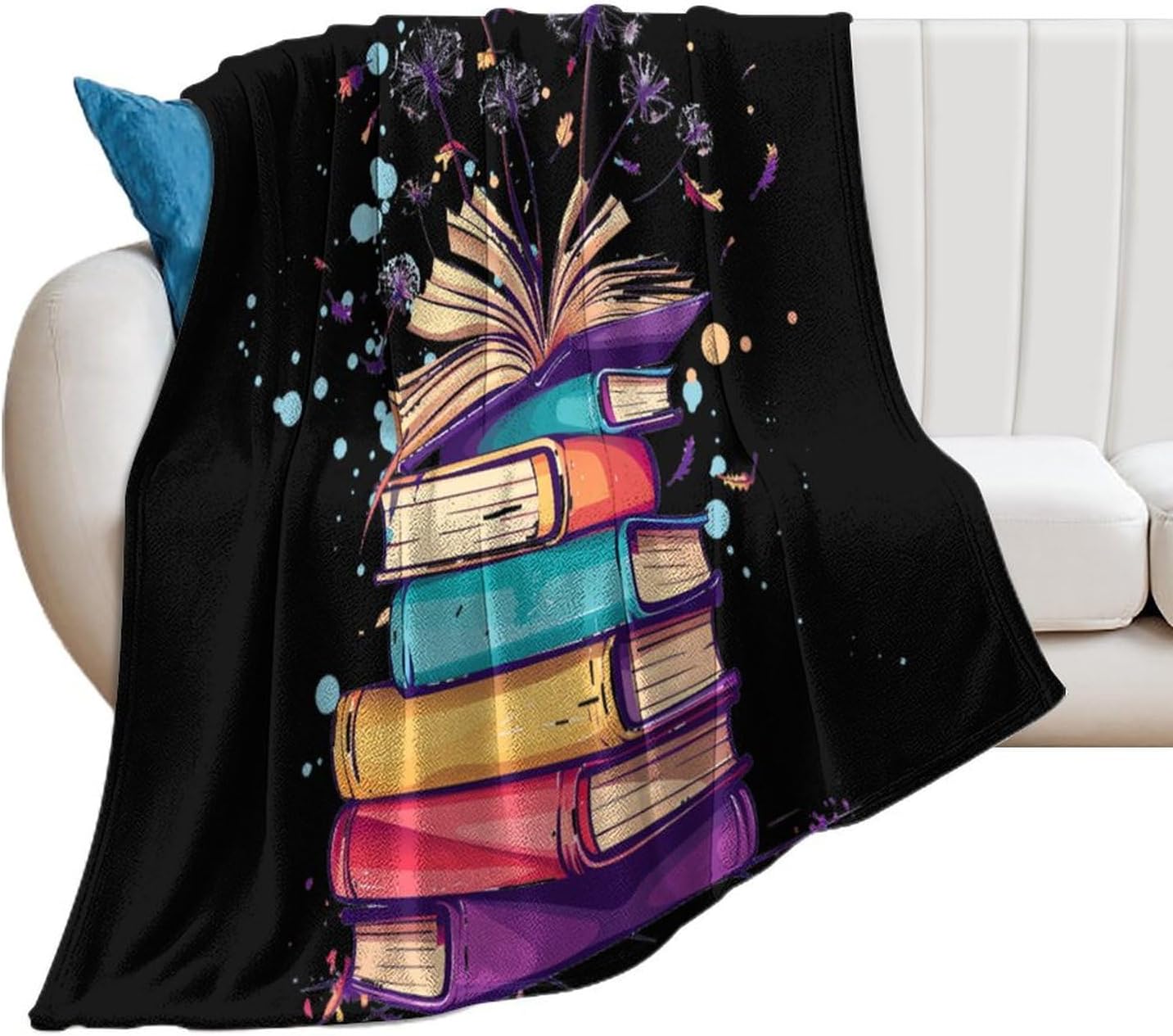 Dandelion Book Reading Fleece Blanket Soft Cozy Throw Blanket Couch Blanket for Home Living Room Decor 50"x60"