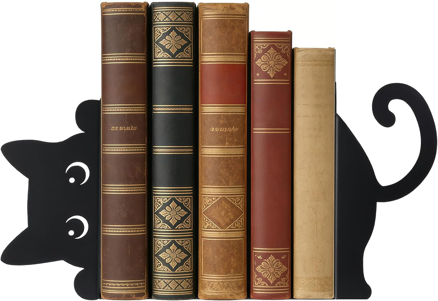 Peeping Cat Black Metal Bookends，Book Ends for Shelves Decorative，Cute Book Stopper for Office Home Desk Bookshelf Decor，cat Decor for cat Lovers