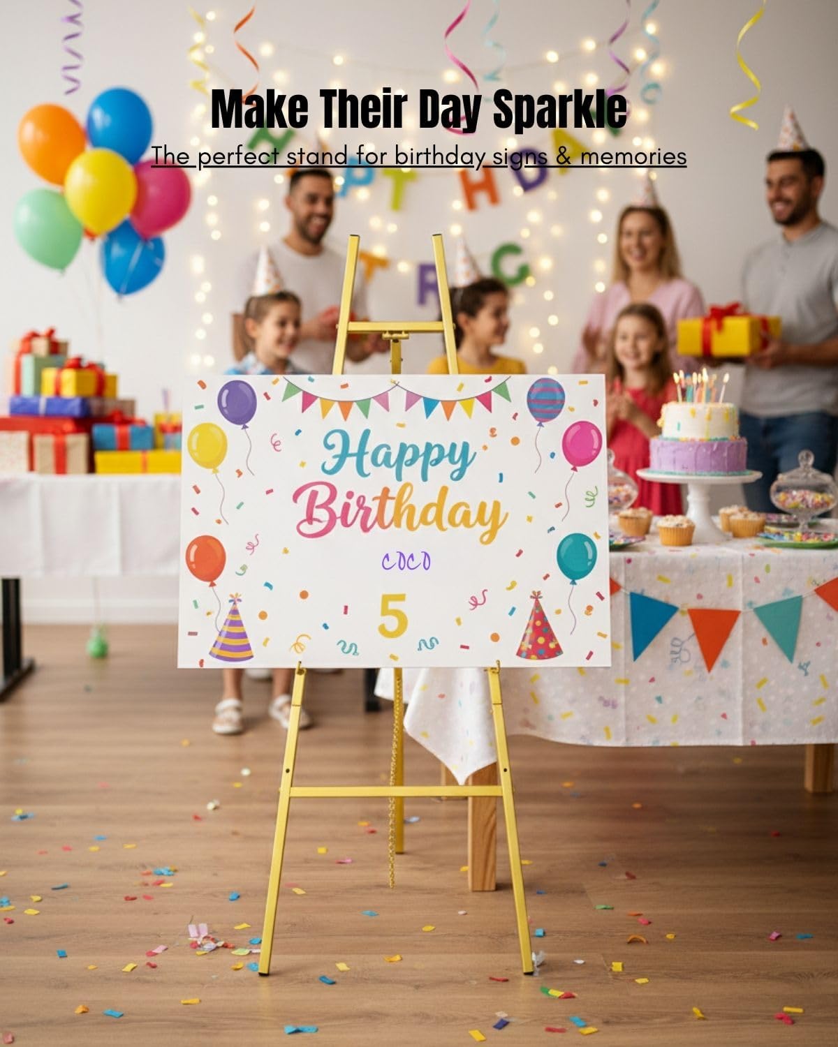 Gold Easel Stand for Sign – 47" Heavy Duty Metal Easel with 4-Tier Height & Adjustable Angle – Elegant Art Easel for Wedding Sign, Welcome Boards, Display, Event – Easy Assembly, Storage Bag Included