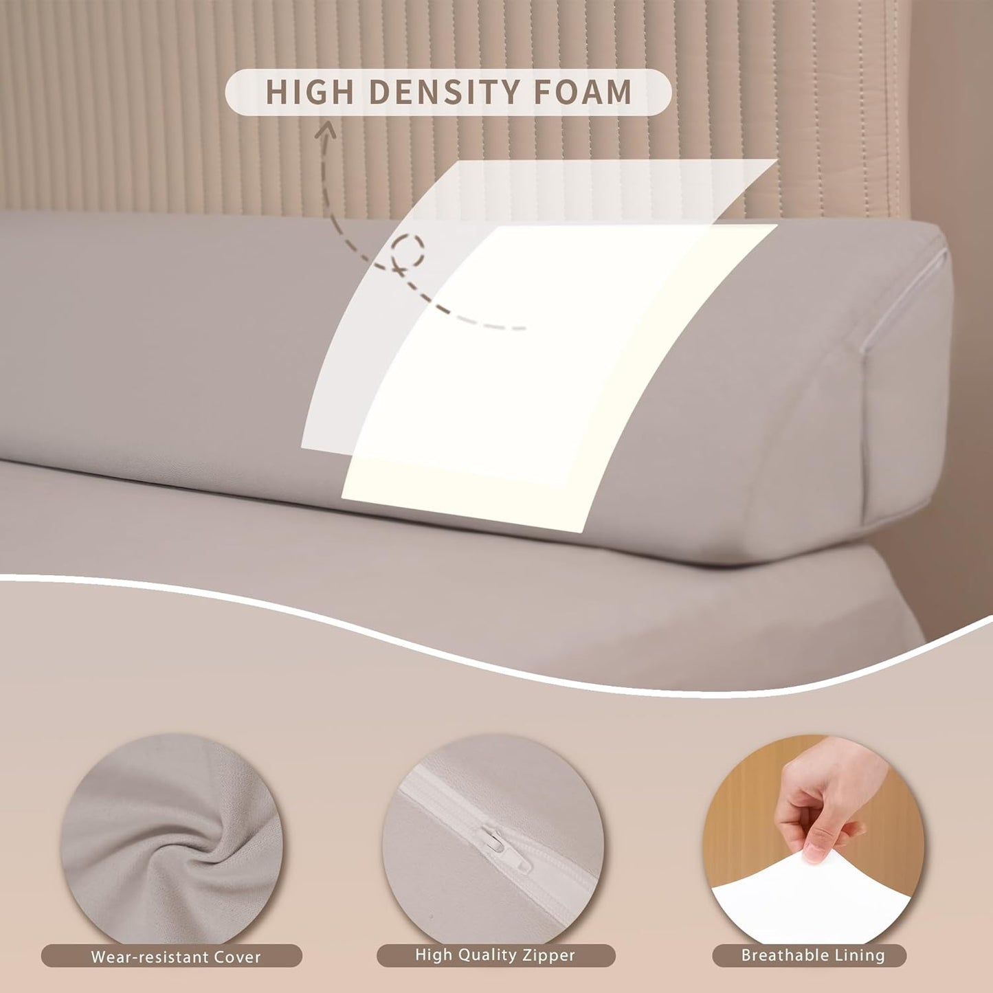 Aurako Full Size Bed Wedge Pillow Headboard Pillow Mattress Wedge Bed Gap Filler Triangle Memory Foam Wedges Body Positioners for Sleeping Body Lumbar Backrest Reading Bolster Pillow