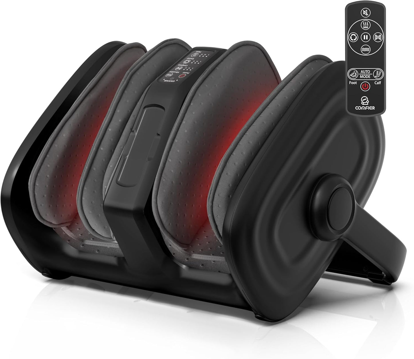 COMFIER Shiatsu Foot & Calf Massager with Heat – Kneading, Vibration & Compression, Adjustable Intensity, Remote Control, Fits Up to Size 14 – Relaxation & Comfort Massager for Women & Men