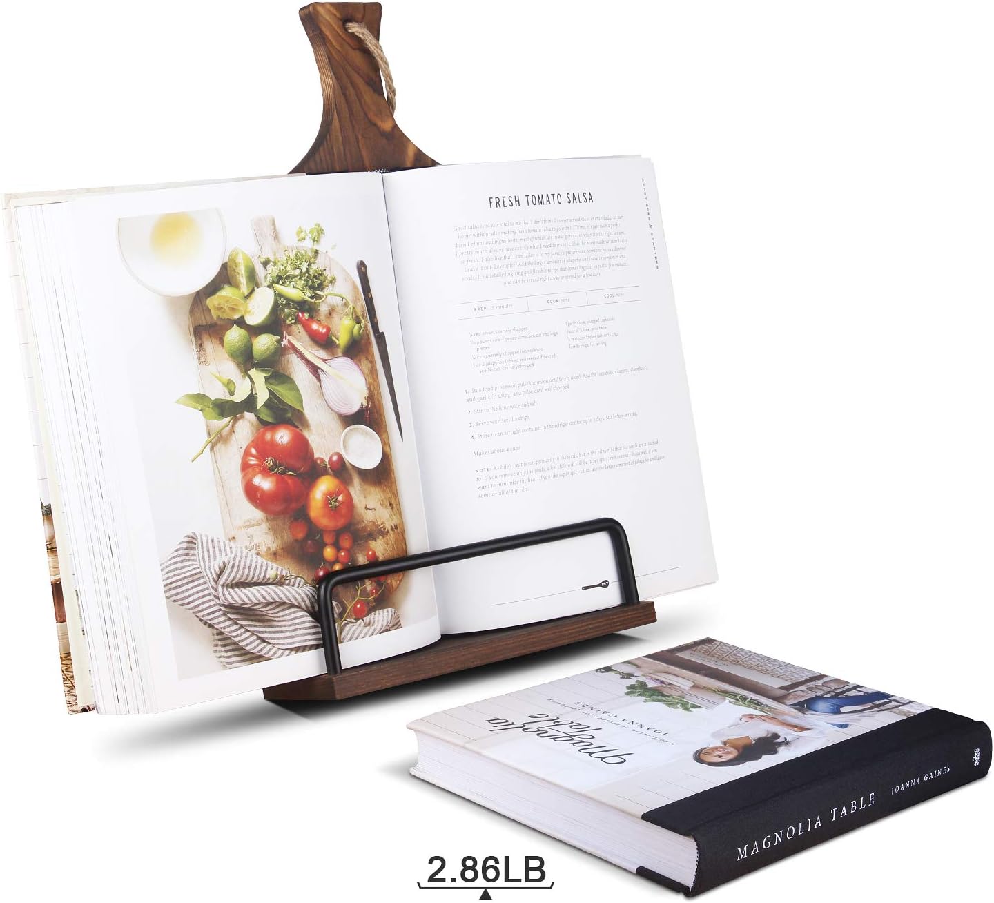 Cookbook Stand for Kitchen Counter Wood Adjustable Recipe Book Holder Stand iPad Rustic Holder Thanksgiving Day Christmas Gift for Mother, Grandma, Women