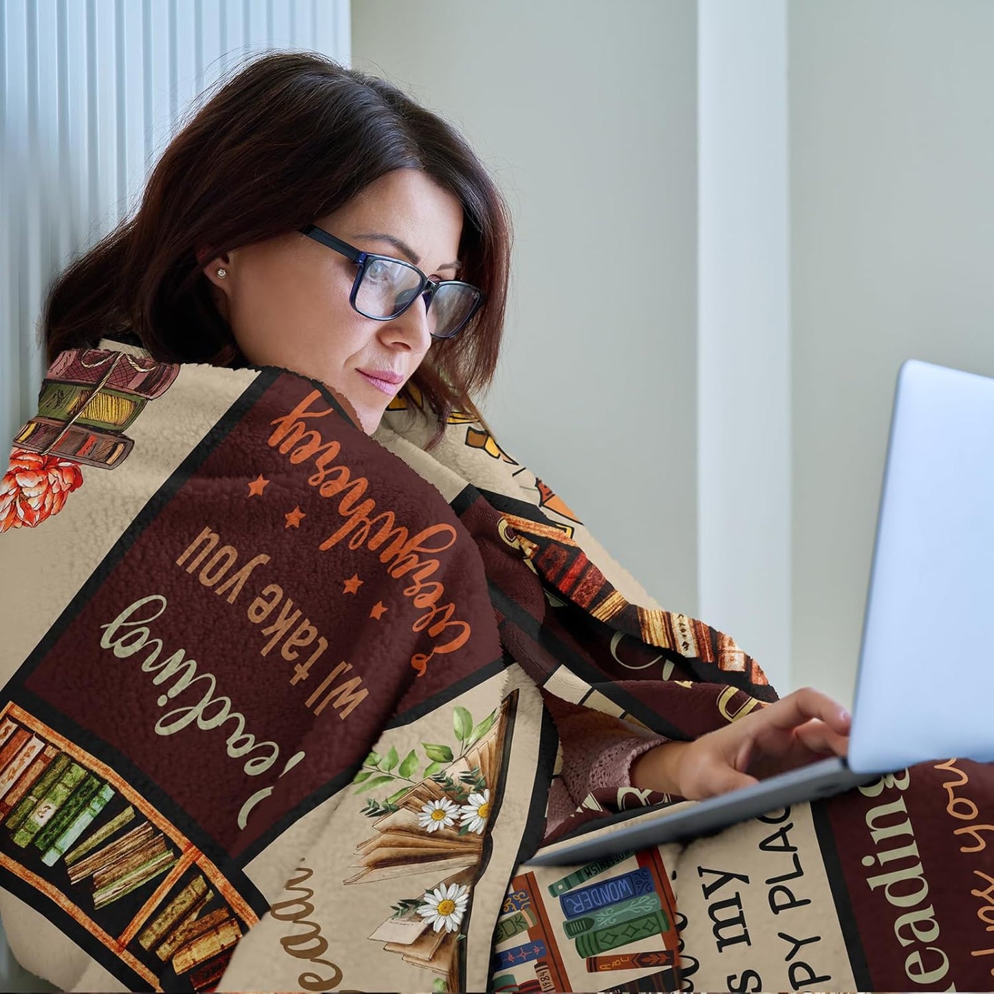 Book Lovers Gifts,Teacher Appreciation Gifts for Women, Book Accessories for Reading Lovers Blanket 60"x50", Reading Gifts, Reading Accessories for Book Lovers, Readers & Librarians Gift Ideas