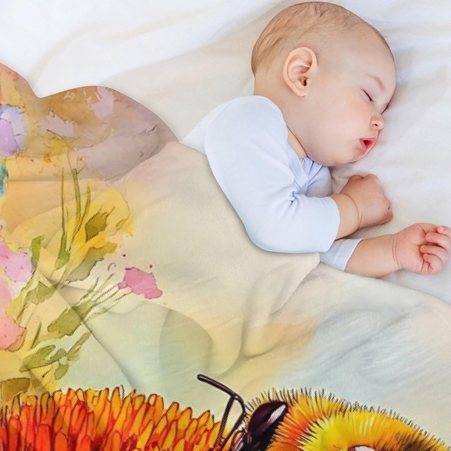 Bee Flowers Throw Blanket for Couch Bed Plush Cozy Fuzzy Flannel Blanket for All Season 40"x60"