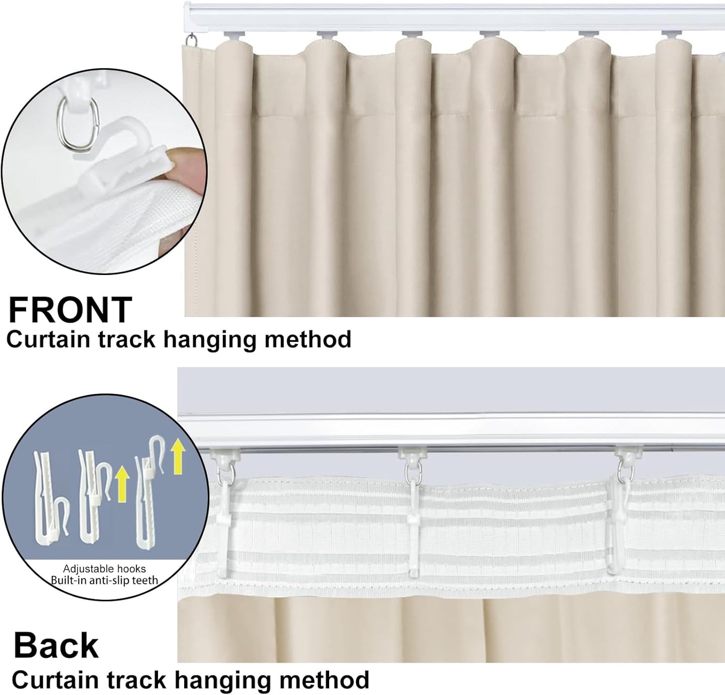 Room Divider Blackout Curtain Track Curtains Wall Dividers Panels Screen for Living Rooms Bedroom Office Privacy Partition Separation, W100 × L84 Inch,1 Panel, Beige