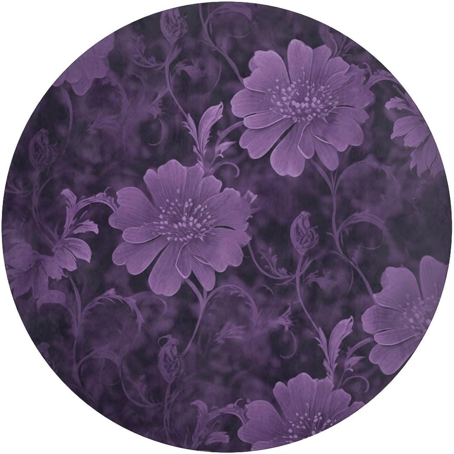 Purple Circle Rug Retro Luxury Coral Velvet Floor Mat Non Slip Soft Indoor Floor Carpet Comfy Thickened Area Rugs Modern Aesthetic Minimalist Carpets for Home Decor