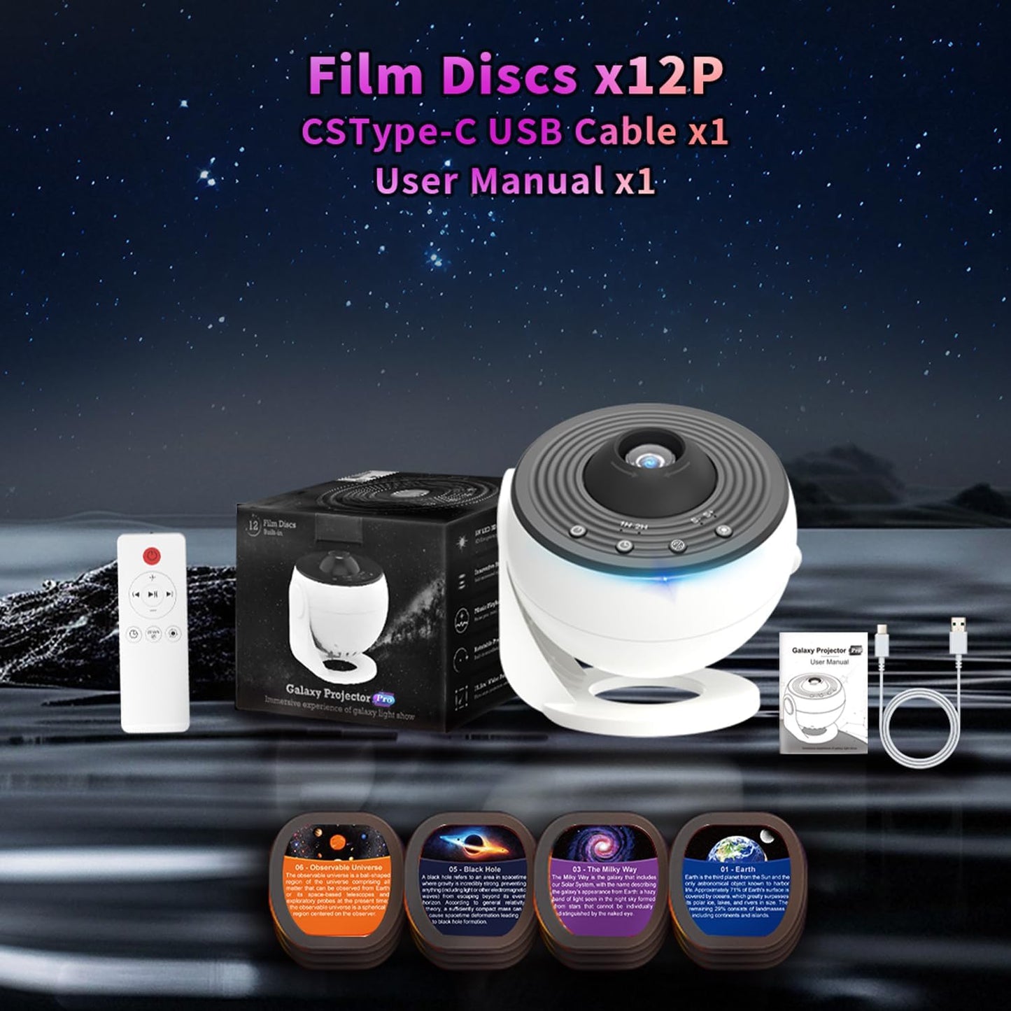 Planetarium Star Projector,FLEVO Galaxy Projector,Realistic Starry Sky Night Light with 13 HD Galaxy Discs,for Kids Bedroom Ceiling Home Living Room Decor Birthday Gifts (Bluetooth Version)