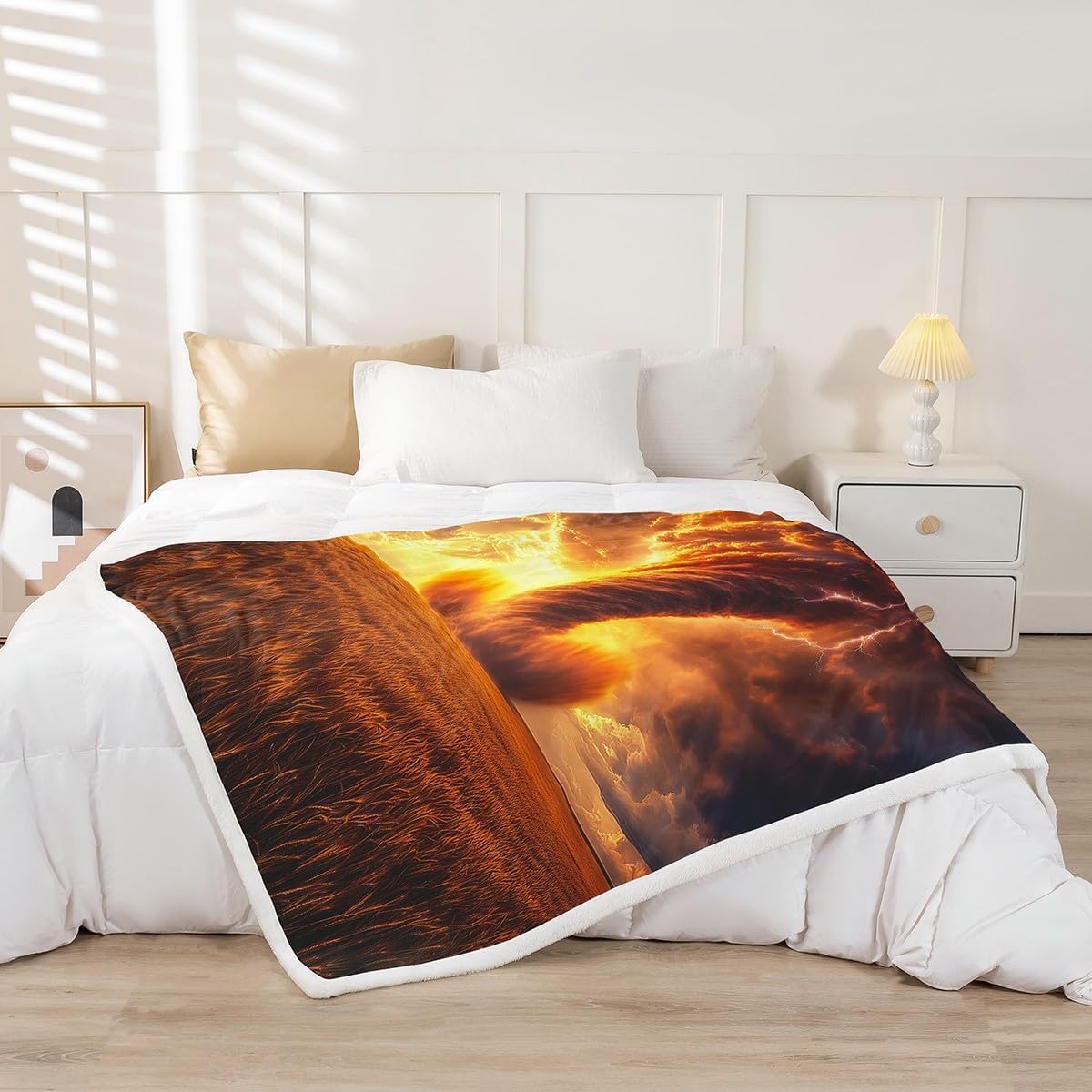 Erosebridal Nature Disaster Blanket 40x50,Golden Tornado Throw Blanket Soft Cozy,Goth Cloud Sherpa Blanket for Crib Stroller Travel,Fall Autumn Glass Thanksgiving Soft Microfiber Bed Blanket
