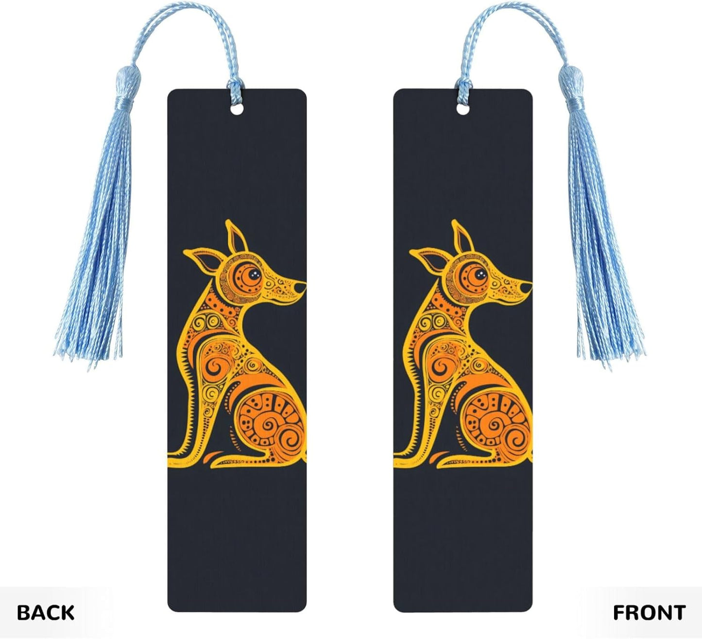 Orange Dog Bookmarks Gifts for Women Men, Wooden Bookmarks for Book Lovers, Vintage Book Marks Ornaments with Tassel, Unique Personalized Reading Page Markers Sky Blue