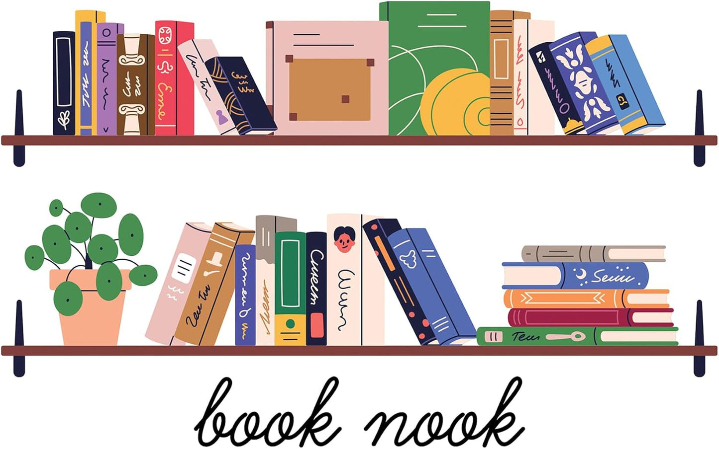 RoomMates Book Nook Shelf Multicolor Wall Decals, RMK5580GM