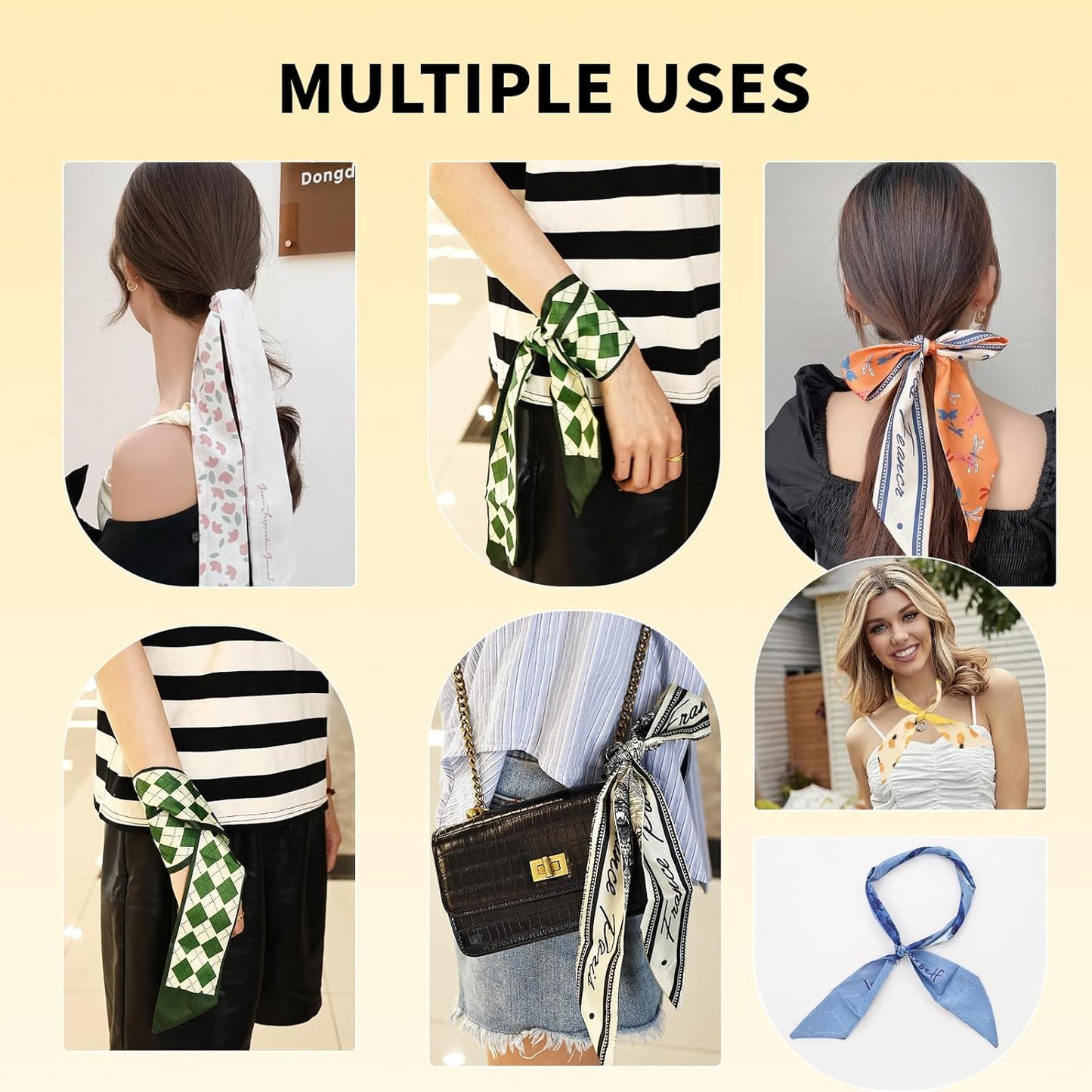 braxan 20 Pcs Bag Scarf, Purse Scarf For Handbags, Silk Neck Scarves For Purse Bags, Handbag Handle Ribbon, Stylish & Versatile Accessory