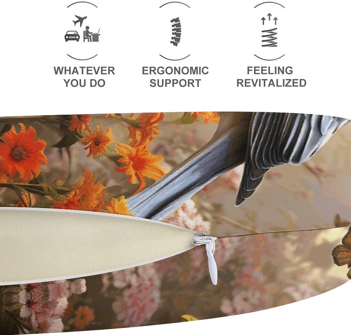 Sparrow Birds Sing Neck Pillow Memory Foam U Shaped Pillows Portable Pillows for Shoulder Travel Head Support Pillow with Concealed Zipper for Airplane Car Home Office
