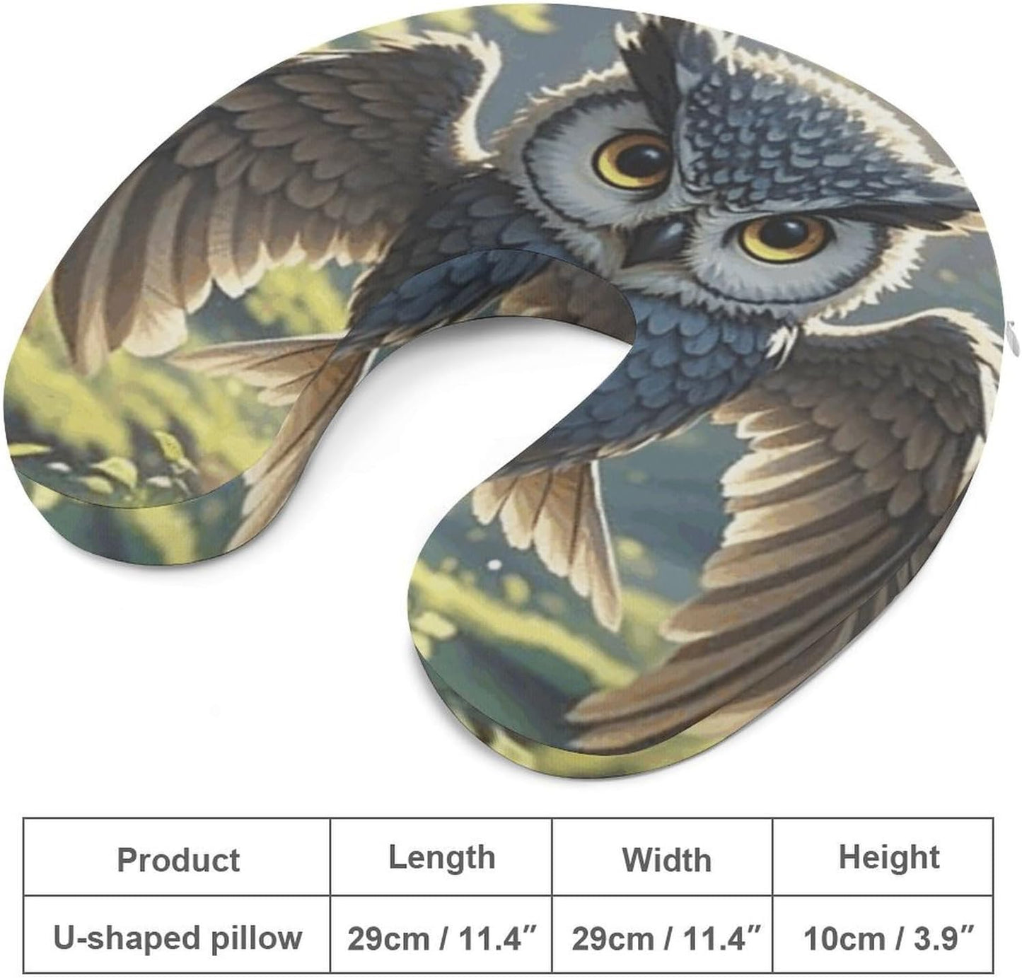 Anime Owl Neck Pillow Memory Foam U Shaped Pillows Portable Pillows for Shoulder Travel Head Support Pillow with Concealed Zipper for Airplane Car Home Office