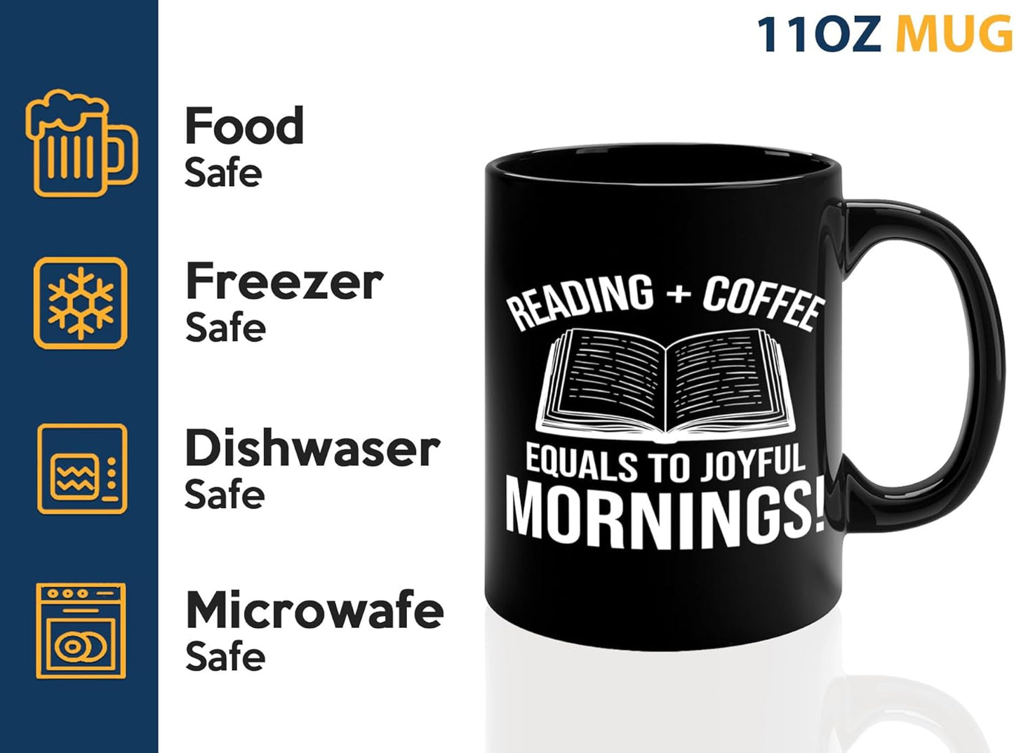 Book Lover Coffee Mug 11oz Black -Reading Coffee equals - Bookworm Literature Library Book Lover Reader Booked Editor Intellectual Studious