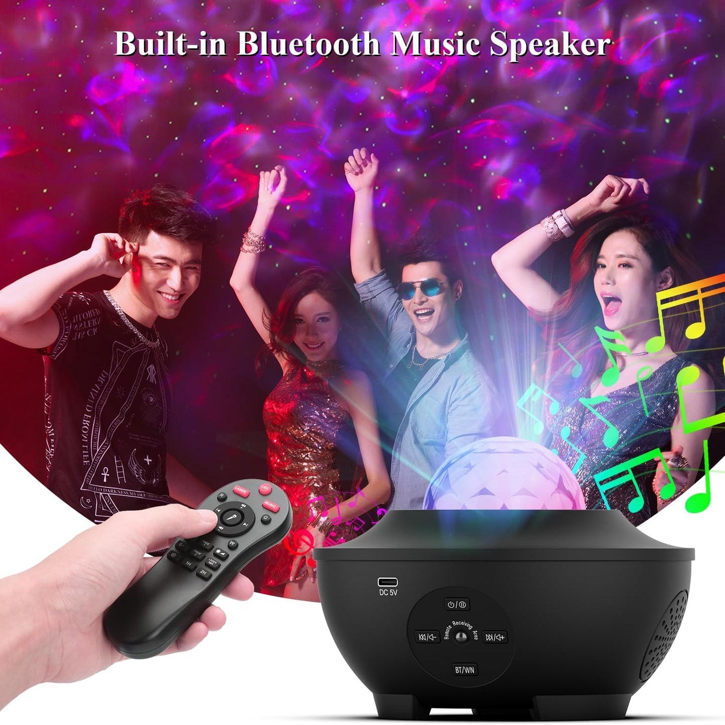 Star Projector Galaxy Light Projector, Ocean Wave Projector for Bedroom with White Noise, Bluetooth Speaker, Timer & Remote Control, Smart WiFi Night Light Projector for Kids Teens
