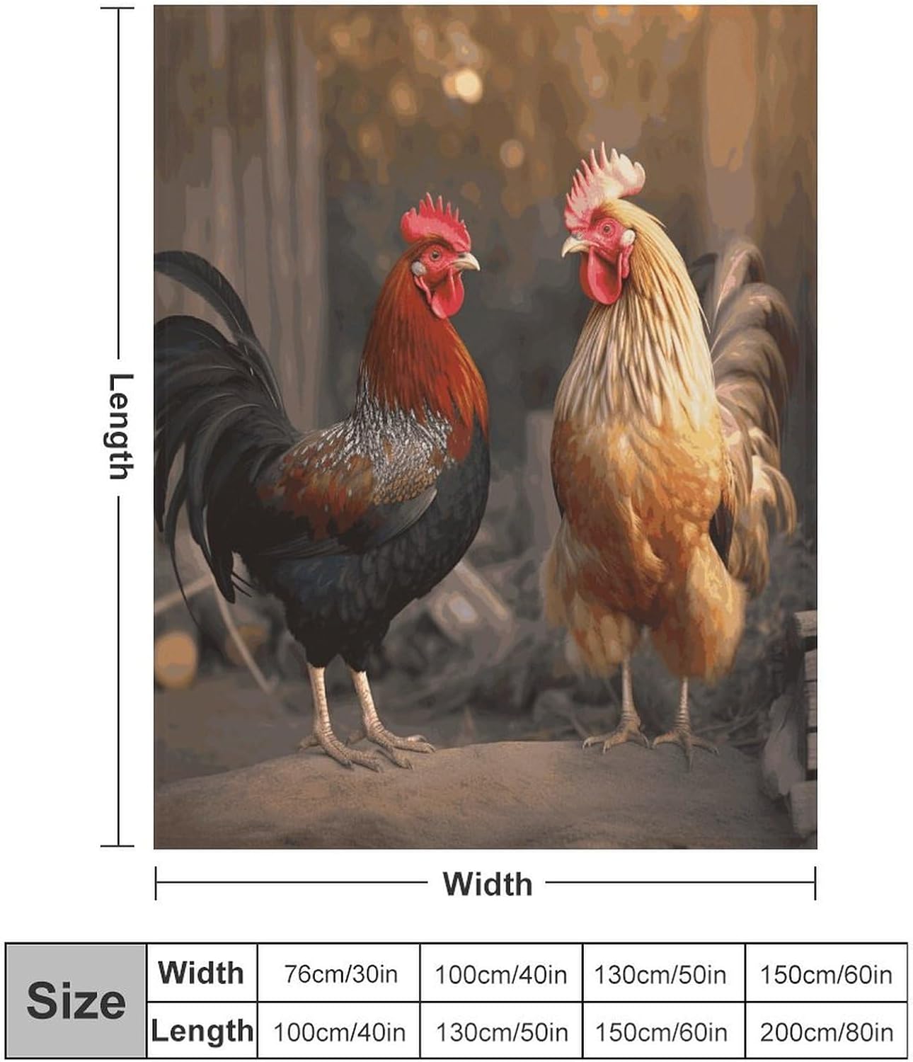 Rooster and Chicken Blanket Super Soft Lightweight Throw Blanket Cute Cozy Warm Bed Blanket Decorative Fuzzy Blanket All-Season Home Decor Gift for Sofa Couch Living Room 40"*50" （100 * 130cm）