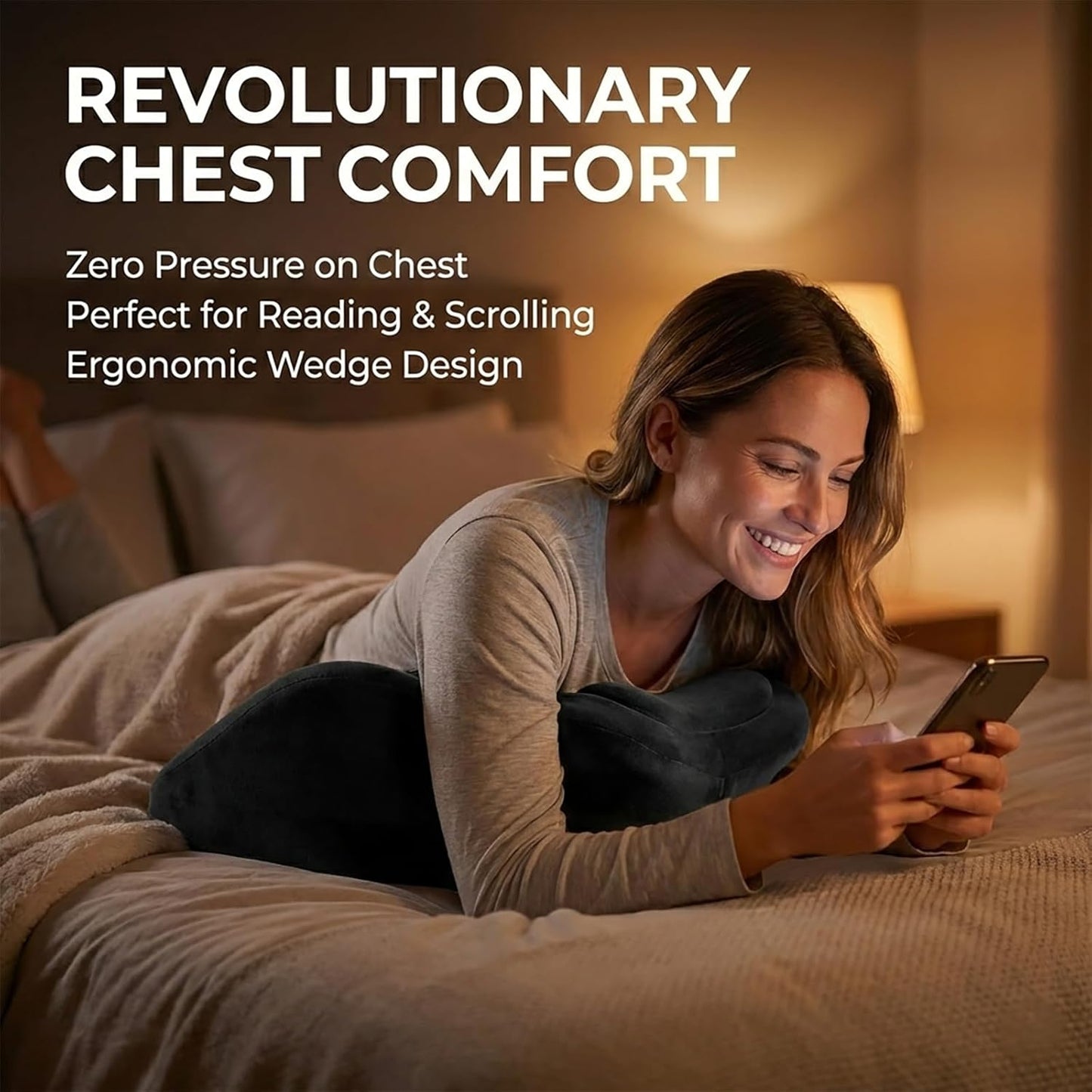 Sweet Spot Pillow – Ergonomic Memory Foam Wedge Pillow with 27° Angle for Perfect Positioning Provides Contoured Waist & Neck Support for Couples – Ideal for Sleeping, Reading & Acid Reflux Relief