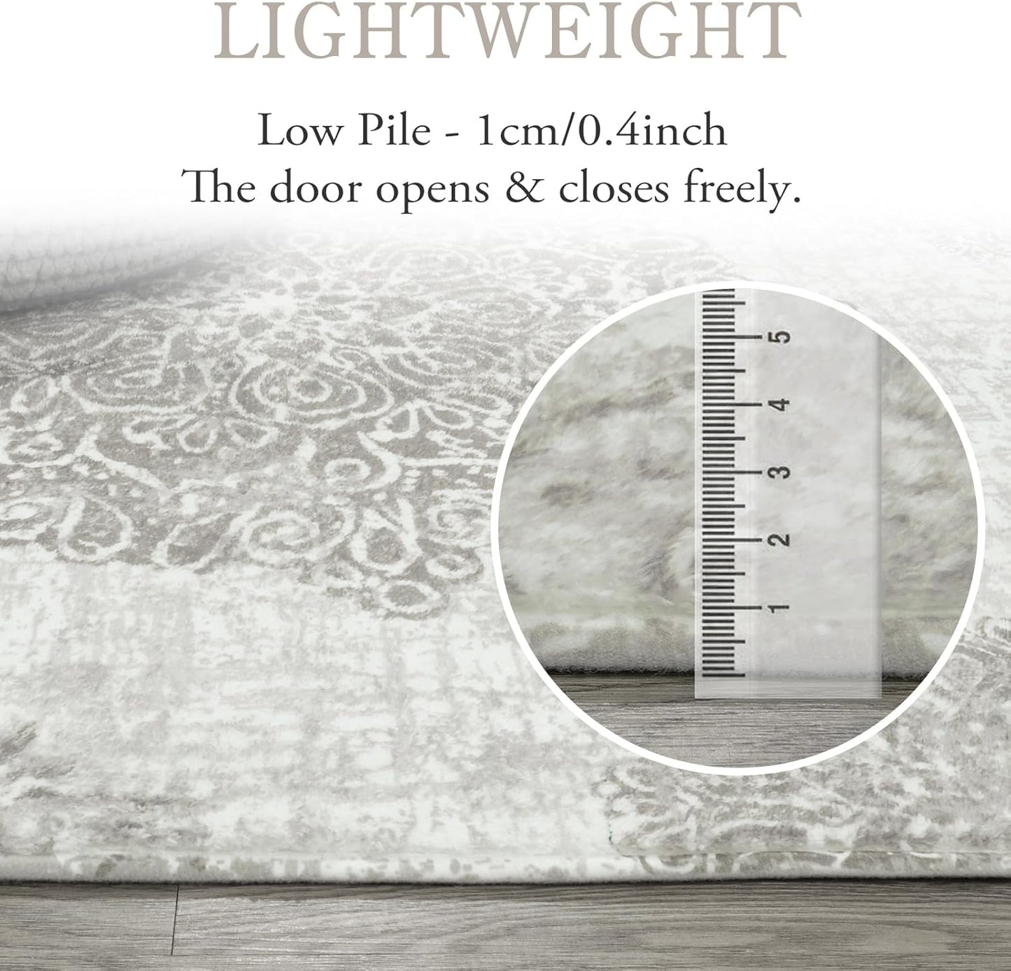 Lahome Vintage Medallion 4x6 Rug - Washable Soft Rug for Bedroom Non Slip Living Room Carpet Distressed Ultra-Thin Area Gray Accent, Throw Floor Carpets for Entryway Office Bedrooms