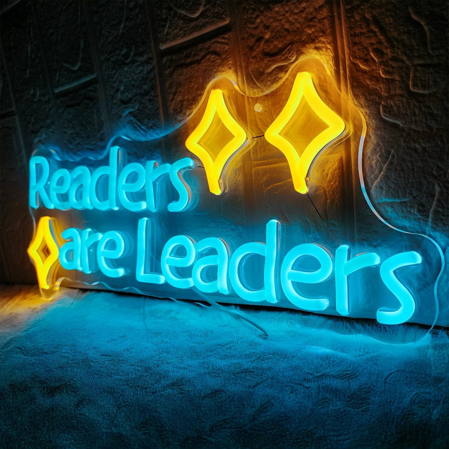 LED Neon Sign Readers are Leaders Yellow Neon 16.5"x7.9" USB Power Dimmable Classroom Library Reading Corner Decoration Motivational Gift for Teacher Student Book Lovers