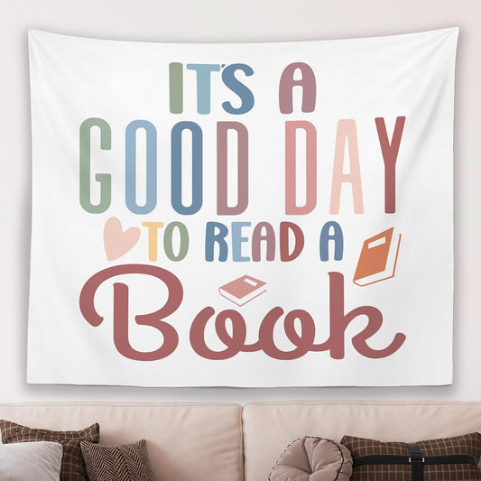 MNASAIOO It's A Good Day to Read A Book Classroom Wall Tapestry Hanging, Inspirational Reading Tapestries Wall Decor Gifts for Women Kids Book Lovers School Library Reading Nook Corner Home Dorm 50x60