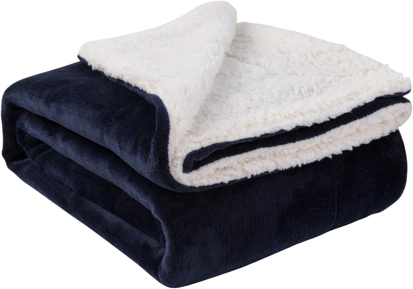 NANPIPER Sherpa Blankets Navy Blue