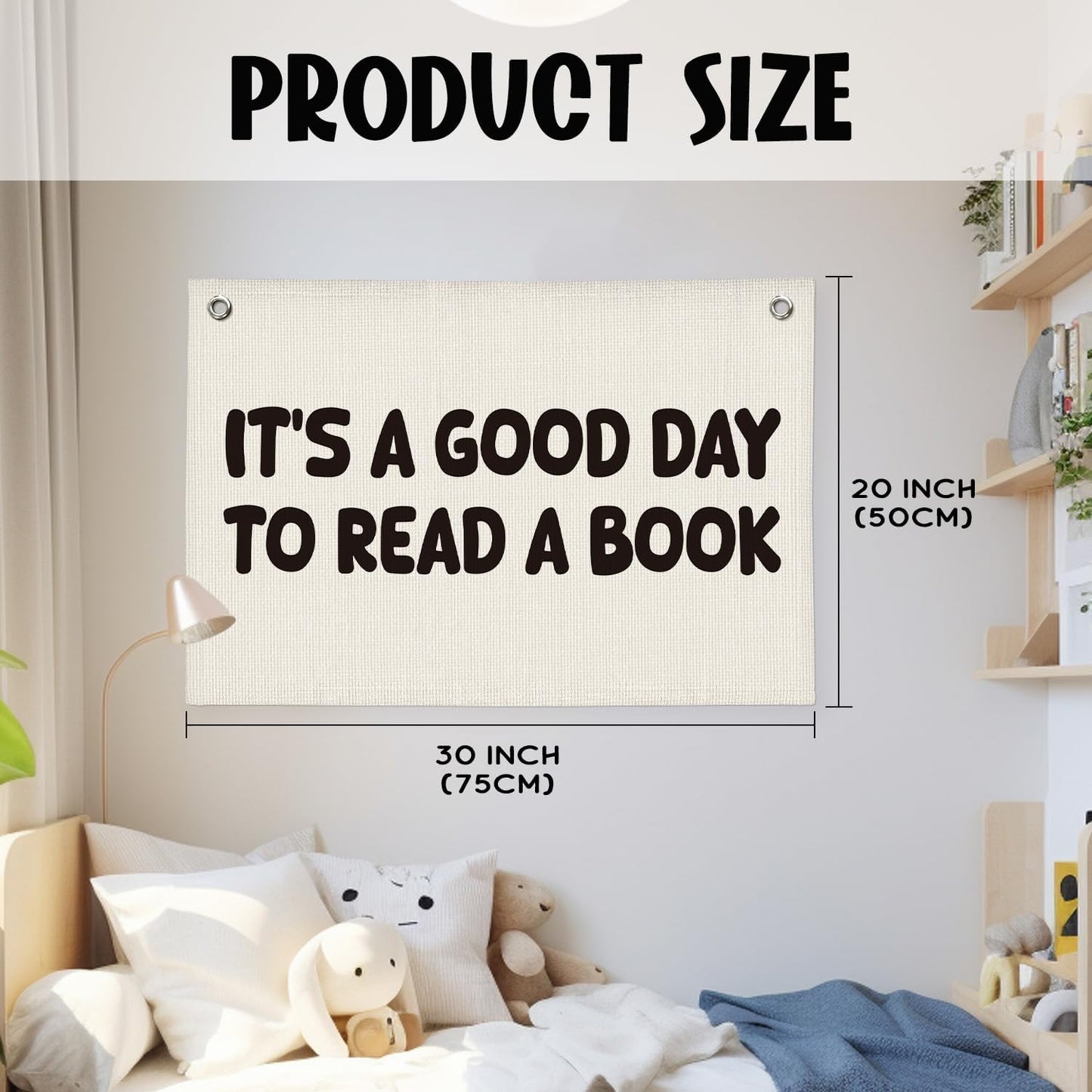 Classroom Decor, Reading Nook Decor, It's A Good Day To Read A Book Banner 20x30 Inch - Book Club Decorations, Kids Bedroom Wall Art, Bookworm Gift Idea, Cozy Reading Corner Playroom Wall Hanging
