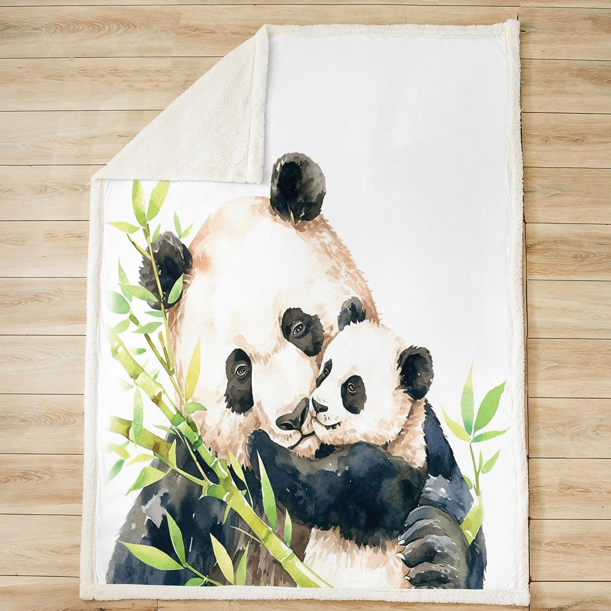 Panda Sherpa Blanket Cute Panda Bear Fleece Throw Blanket for Sofa Couch Bed Wild Animal Pattern Plush Blanket Cartoon Giant Panda Design Fuzzy Blanket Bedroom Decor King 87x95 Inch