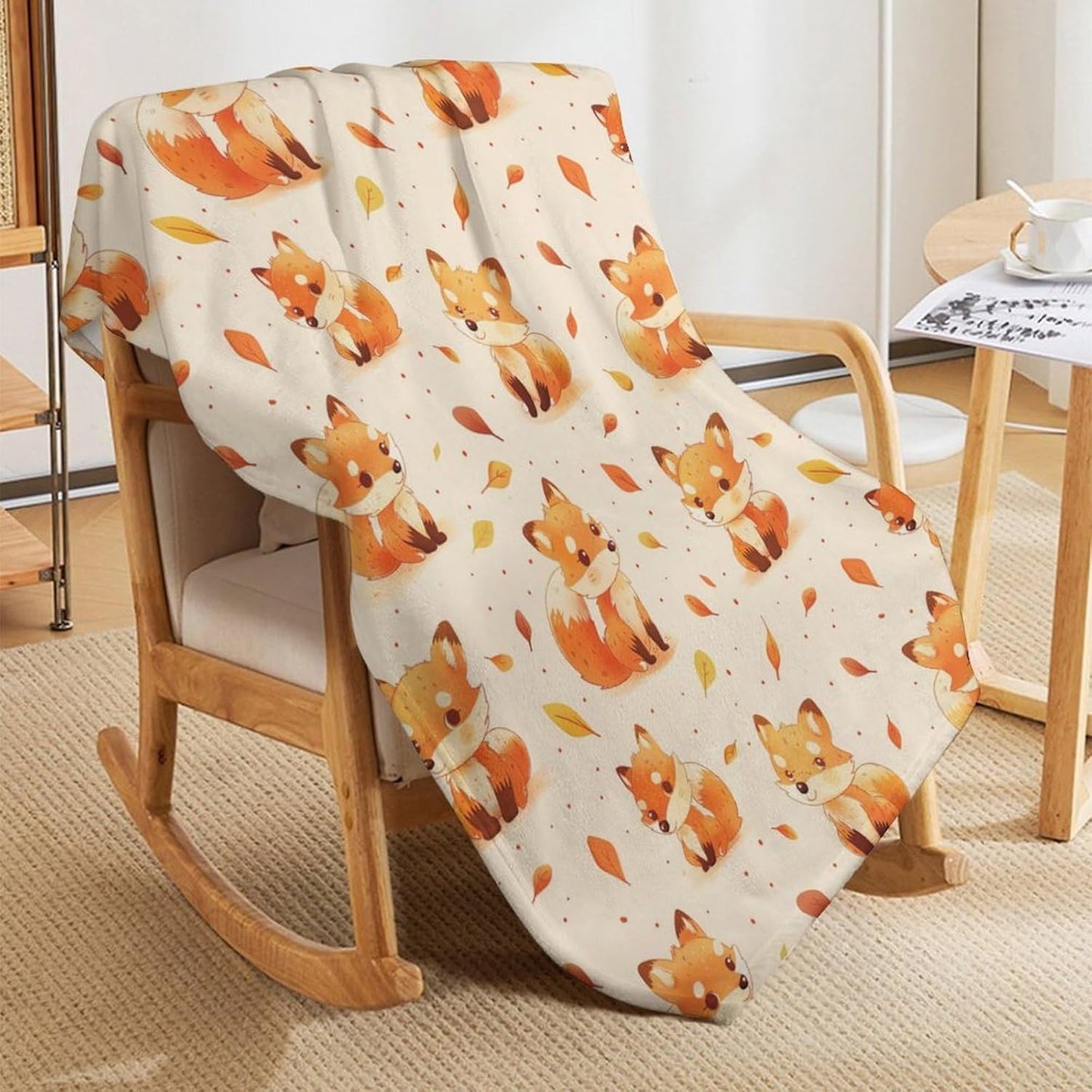 Fox Throw Blanket - Soft Flannel Blankets for Teens Adults Women Men Fox Lovers - Warm Throw Blankets for All Season Lap, Chair, Sofa - 70"x50"