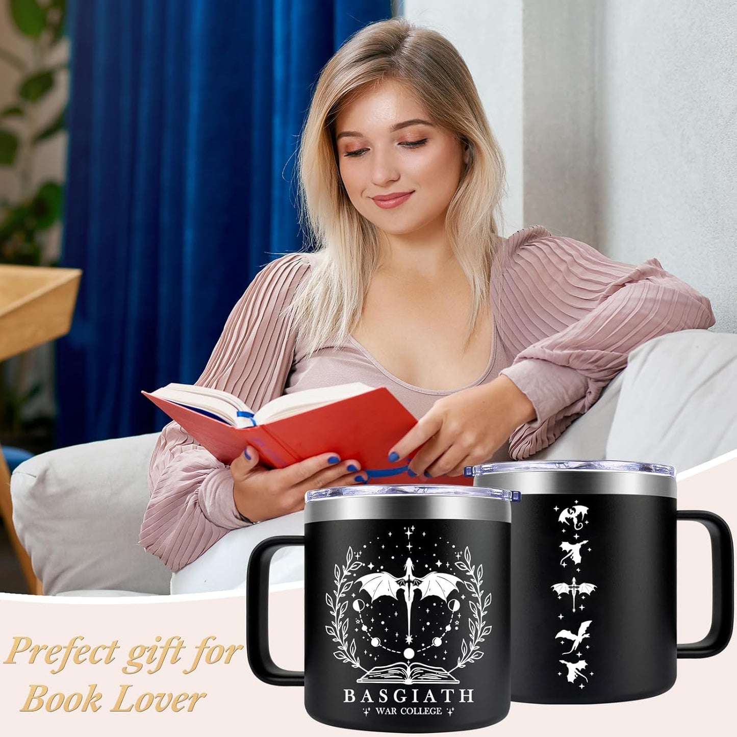 Fufendio Fourth Wing Funny Mug 14oz, Fourth Wing Gift Merch, Inspired Fantasy Book Lover Gifts, 4th Wing Bookish Dragon Merchandise