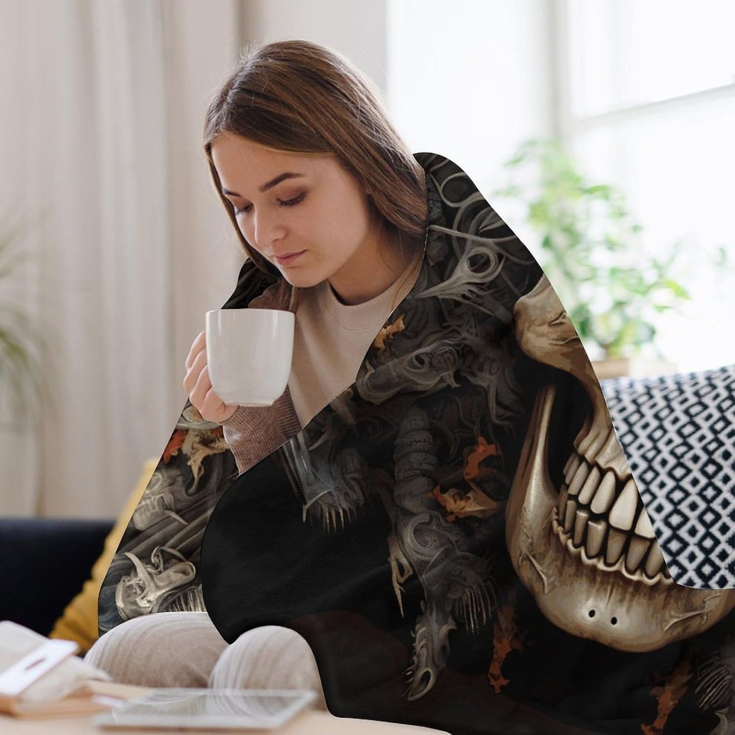 Skulls Blanket Super Soft Lightweight Throw Blanket Cute Cozy Warm Bed Blanket Decorative Fuzzy Blanket All-Season Home Decor Gift for Sofa Couch Living Room 50"*60"（130 * 150cm）