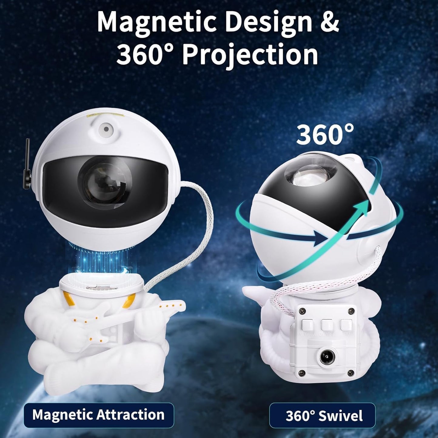 Astronaut Galaxy Star Projector – Nebula Light Projector with Remote Control, 360° Rotating Head Kids Night Light, Gift for Children and Adults-Singing with a Guitar.
