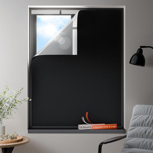 100% Blackout Curtains, Portable No Drill Window Shades, DIY Blackout Window Cover with Hook and Loop, for Bedroom, Baby Nursery, Travel, DormRoom, Apartment (32" x 72")