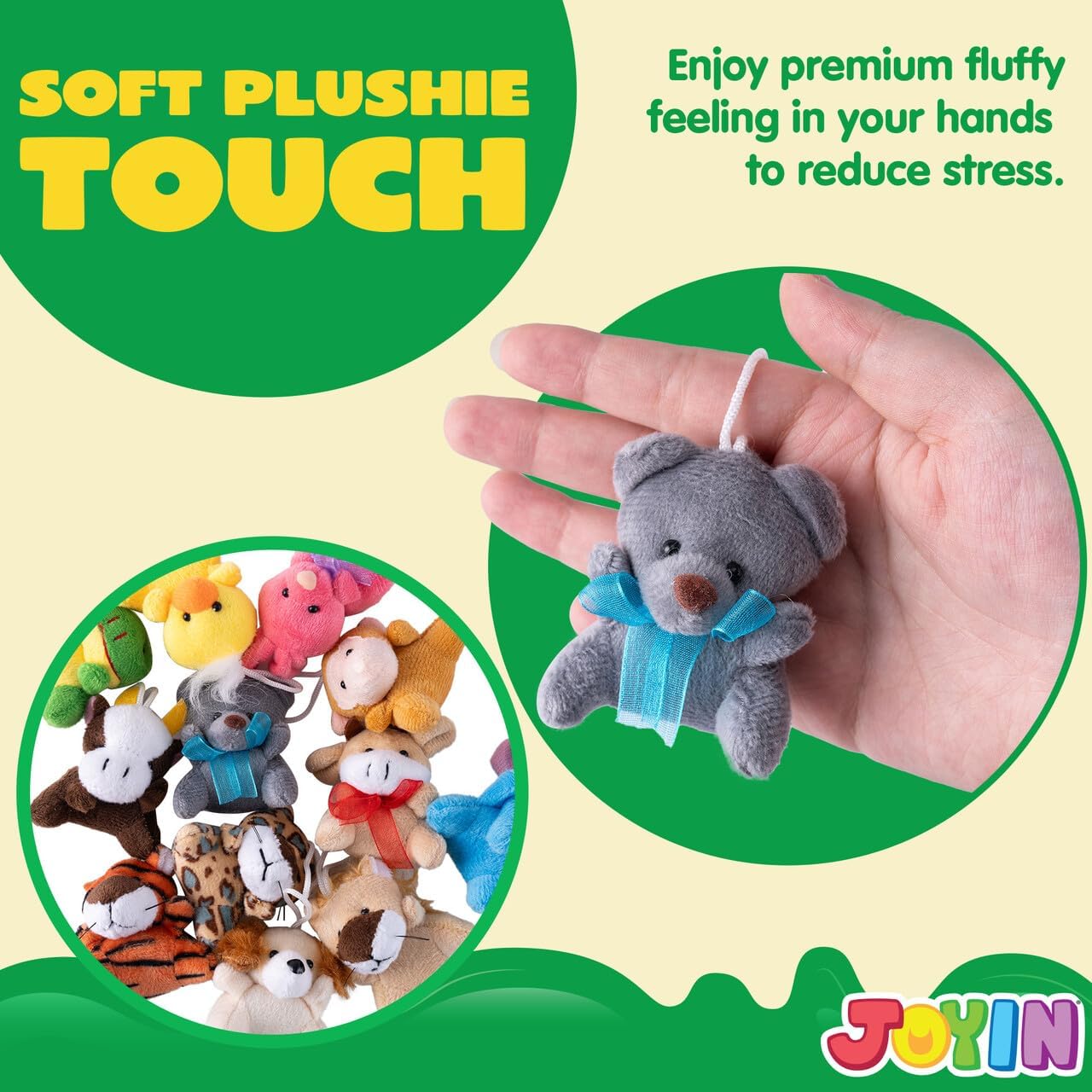 JOYIN 36 Pack Mini Animal Plush Toy Assortment (36 Units 3" Each),Bulk Stuffed Animals Party Favors for Kids, Small Animals Plush Keychain Decoration, Carnival Prizes, Easter Treasure Box Toys