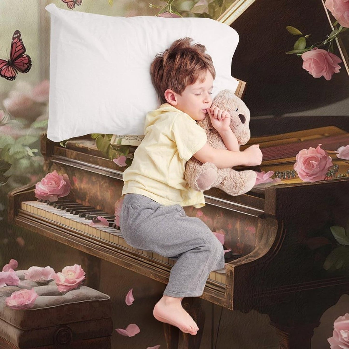 Piano Floral Gothic Flower Throw Blanket for Couch Bed Plush Cozy Fuzzy Flannel Blanket for All Season 55"x70"