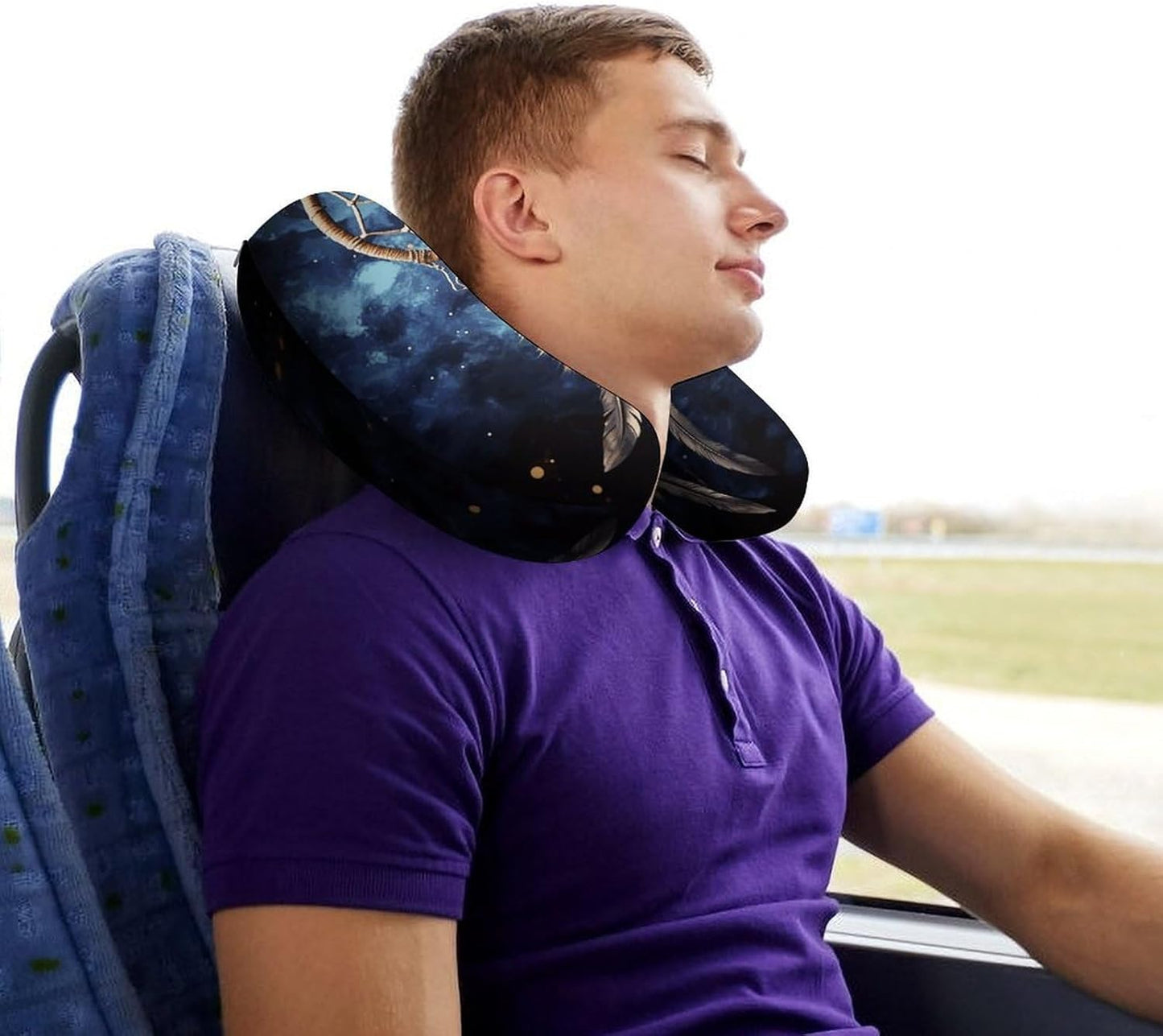White Fantasy Dream Catcher Neck Pillow Memory Foam U Shaped Pillows Portable Pillows for Shoulder Travel Head Support Pillow with Concealed Zipper for Airplane Car Home Office