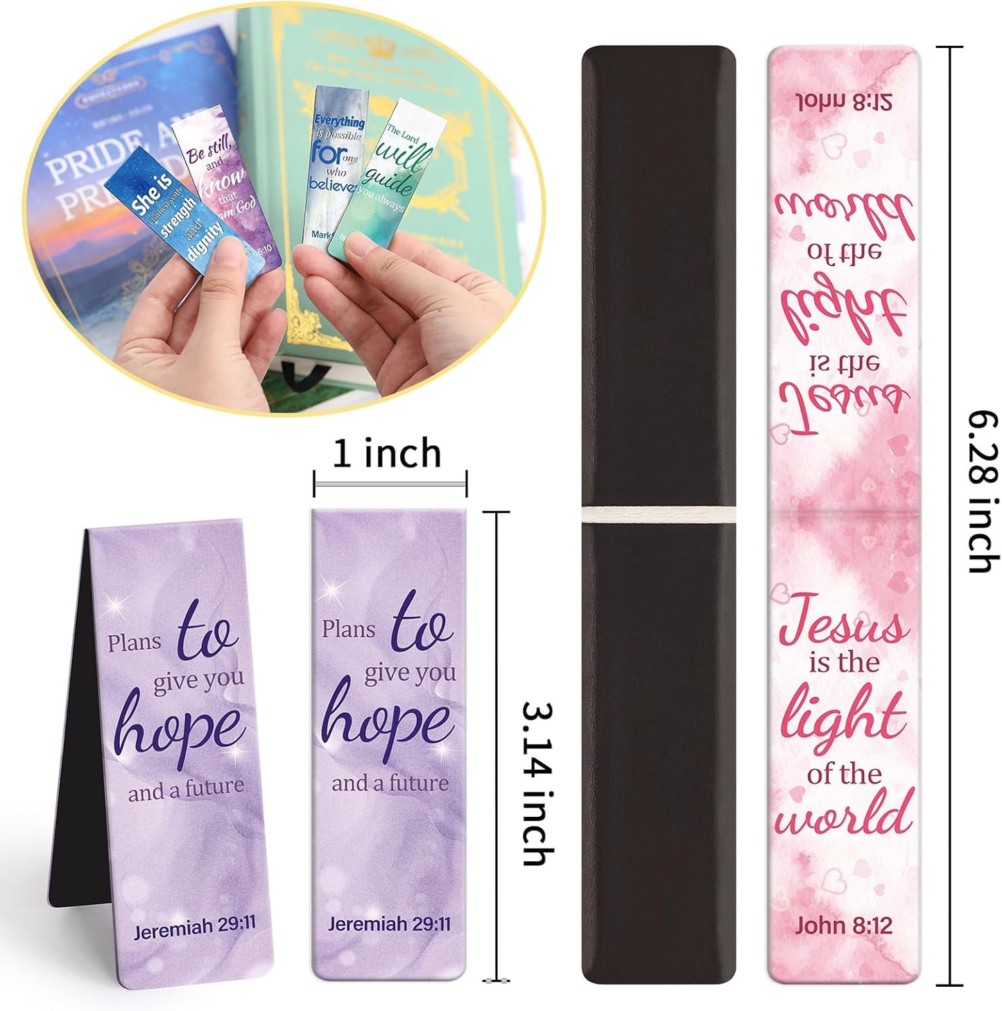 Magnetic Bookmarks, Tumwisk 15PCS Large Bible Quotes Christian Bookmarks for Women, Double Sided Book Markers, Book Marks for Reading Women Students Teachers Supplies