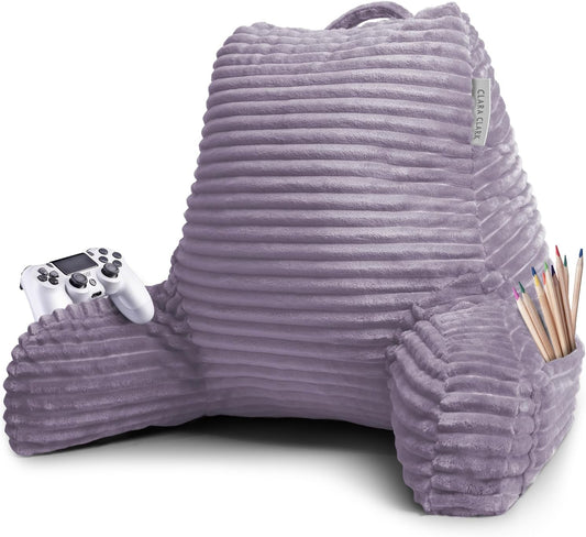 Clara Clark Reading Pillow for Bed Adult – Back Pillow for Sitting in Bed, Standard Bed Pillows for Sitting Up in Bed, Foam Bed Chair Pillow, Dusty Purple Bed Rest Pillow