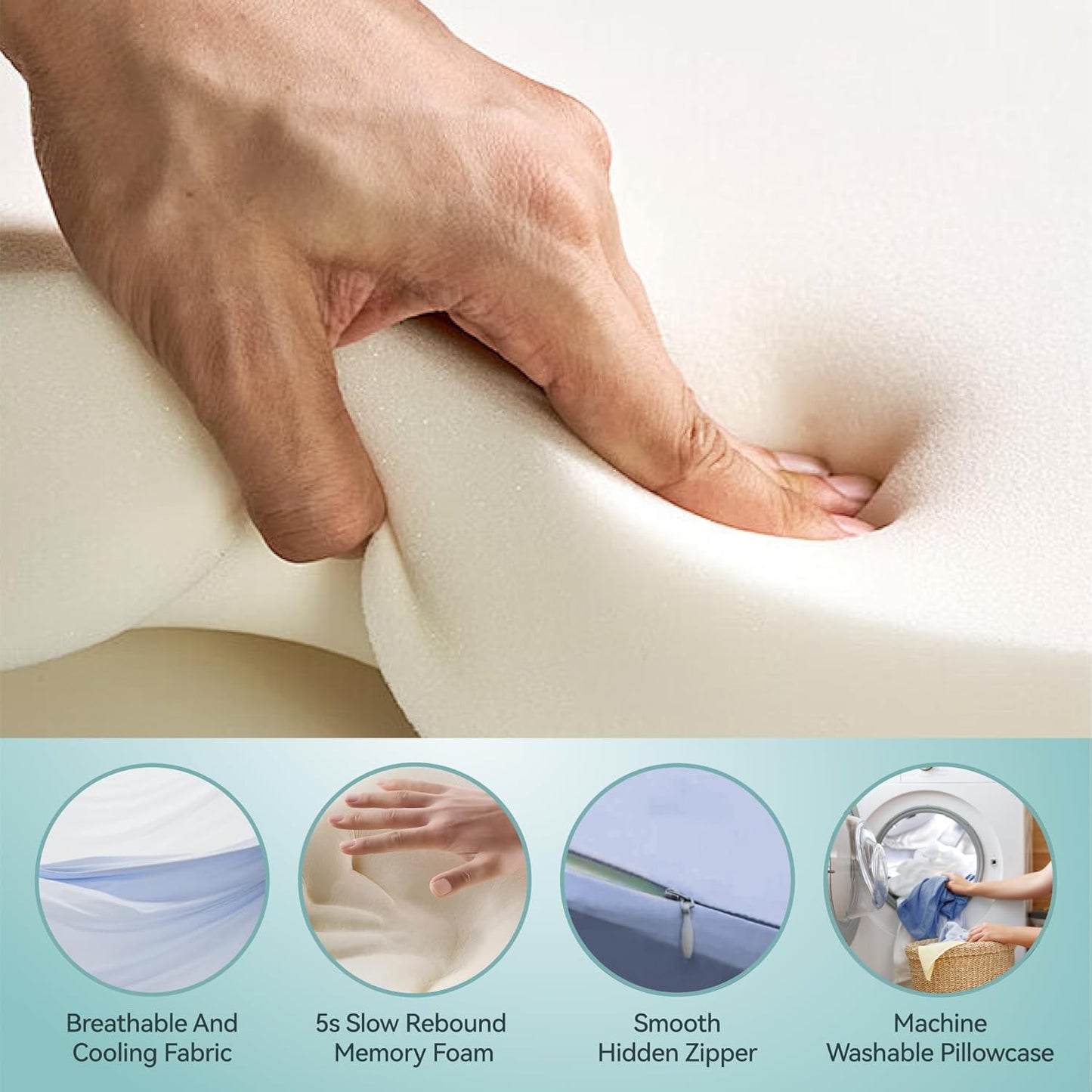 Premium Memory Foam Reading Pillow - Ergonomic Neck Support for Beds, Sofas, and Floors - Removable and Washable Pillowcase - Perfect for Reading, Watching TV, and Relieving Back Pain