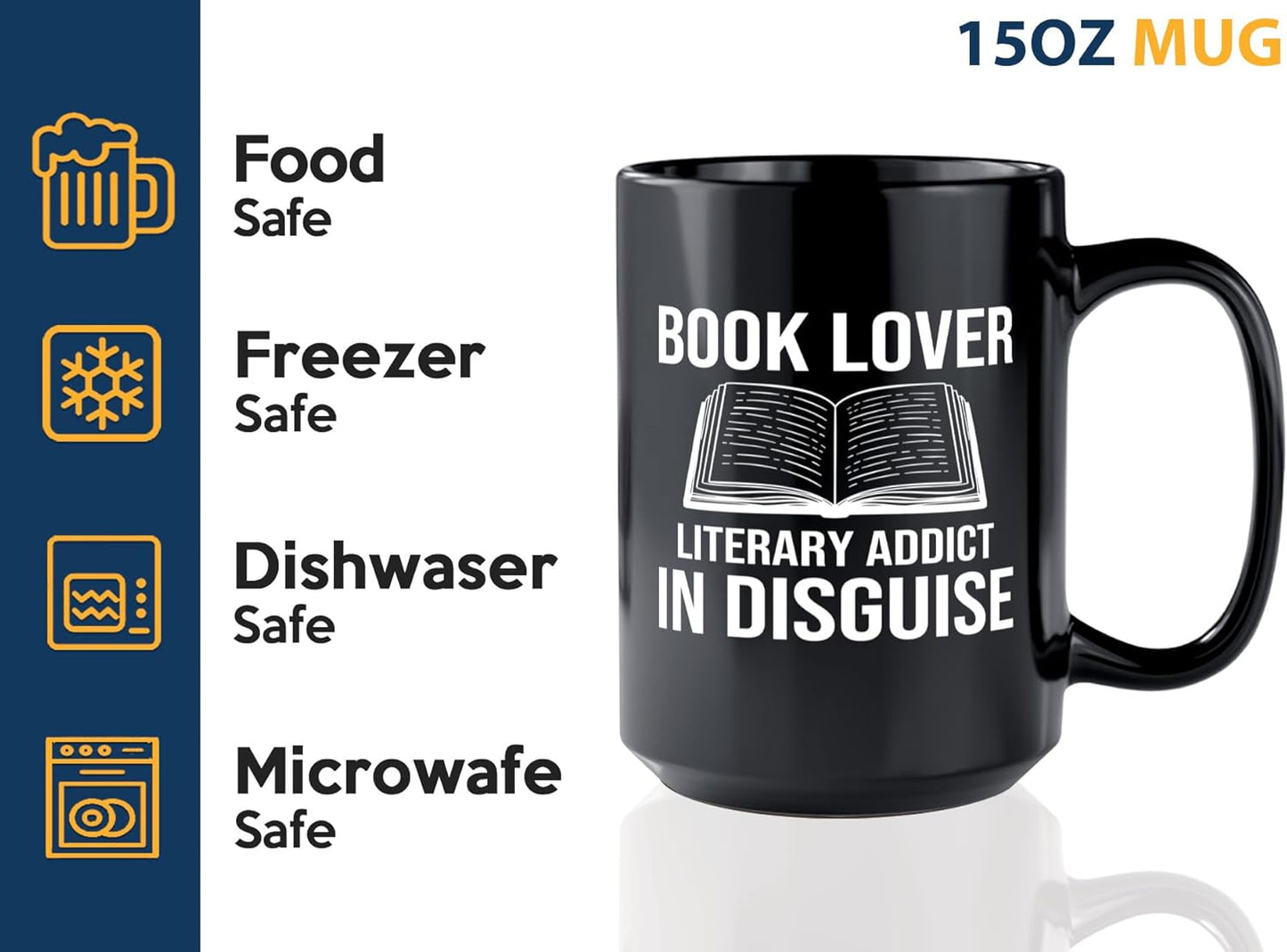 Book Lover Coffee Mug 15oz Black -Book Lover Literary - Bookworm Literature Library Book Lover Reader Booked Editor Intellectual Studious