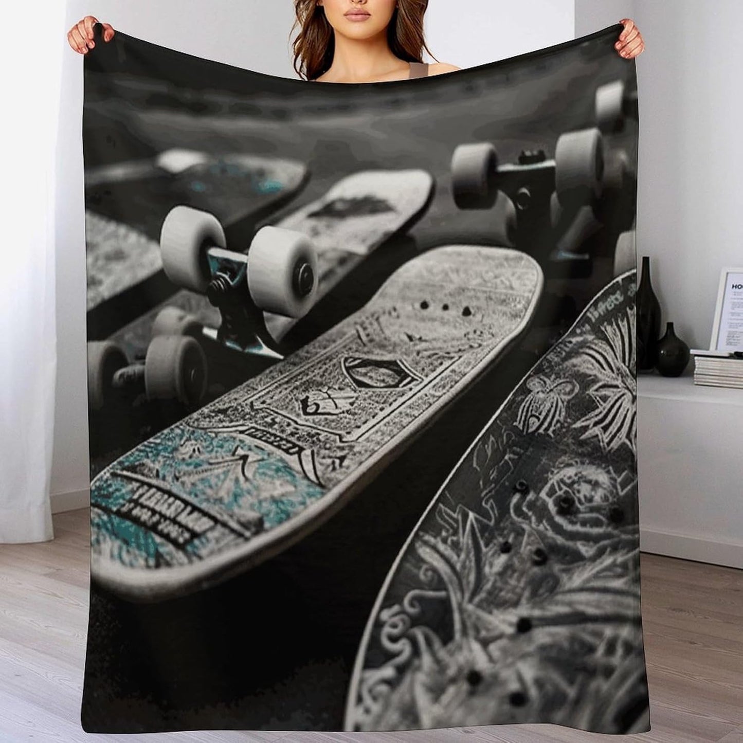 Skate Boards Blanket Super Soft Lightweight Throw Blanket Cute Cozy Warm Bed Blanket Decorative Fuzzy Blanket All-Season Home Decor Gift for Sofa Couch Living Room 30"*40"（76 * 100cm）