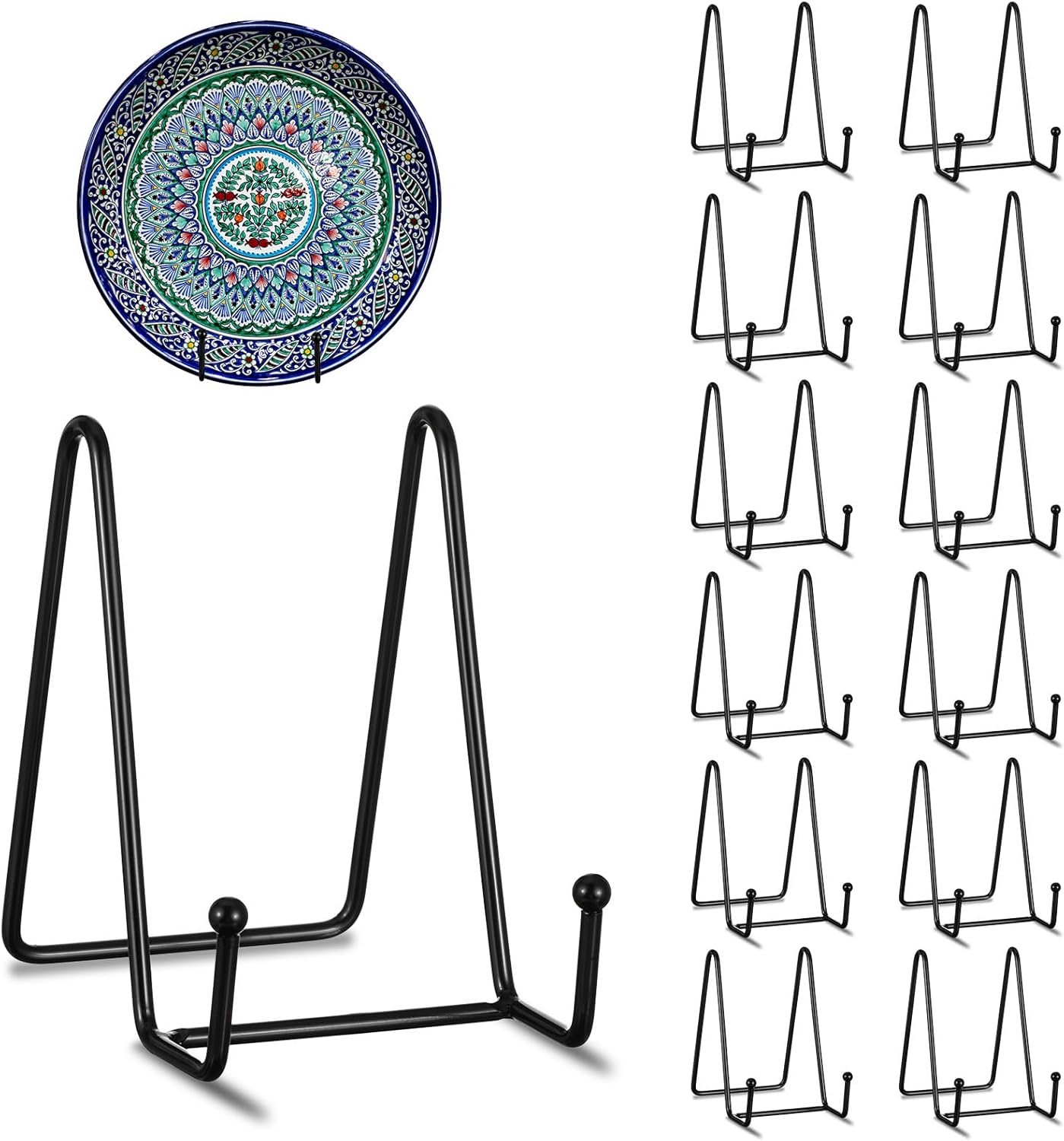 Plate Stands for Display, 18 Pack Metal Black Plate Picture Stand 4.5 Inch Book Picture Holders Easel Book Holder for Display Photo Creation Collectibles Phone on Table Desktop