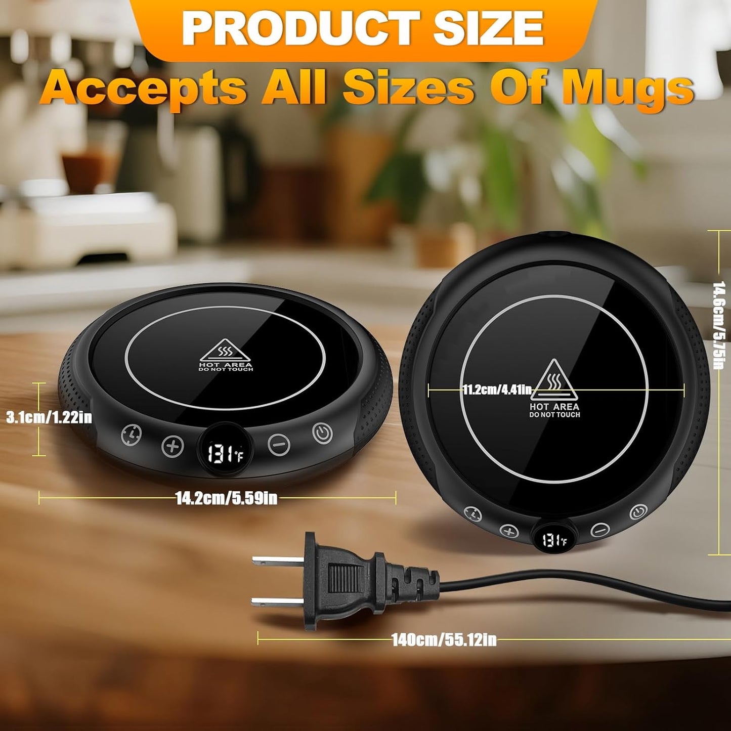 Mug Warmer, 36W Coffee Cup Warmer for Desk with Temperature Display 8-Temp Settings Controlled Heating Coffee Candle Warmer Plate for Beverage Gifts Accessories for Women Men