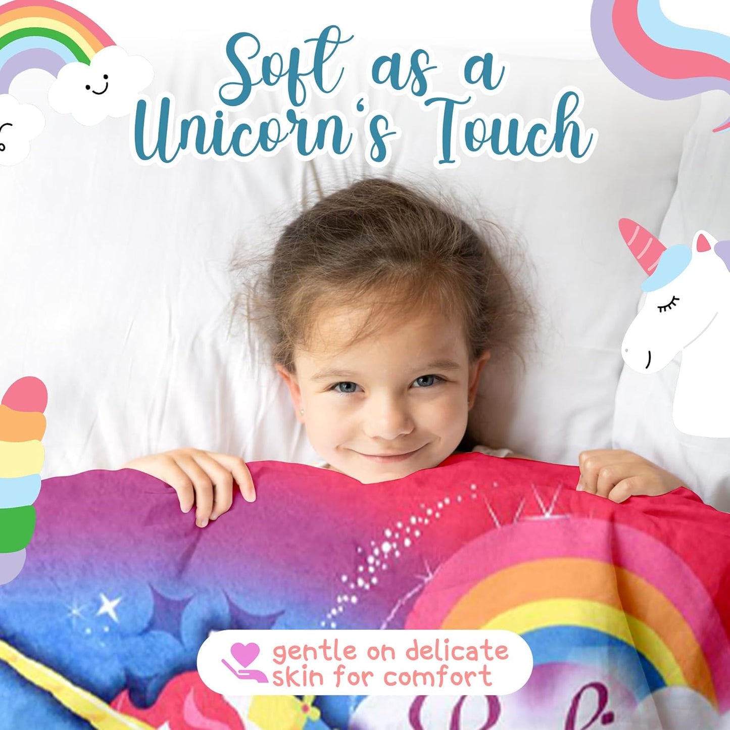 Forest & Twelfth Plush Unicorn Blanket - 50” x 60” Soft Cozy Fleece Throw Blanket for Girls & Kids, Magical Unicorn-Themed Baby Blanket, Birthday, Room Décor or Christmas Blanket